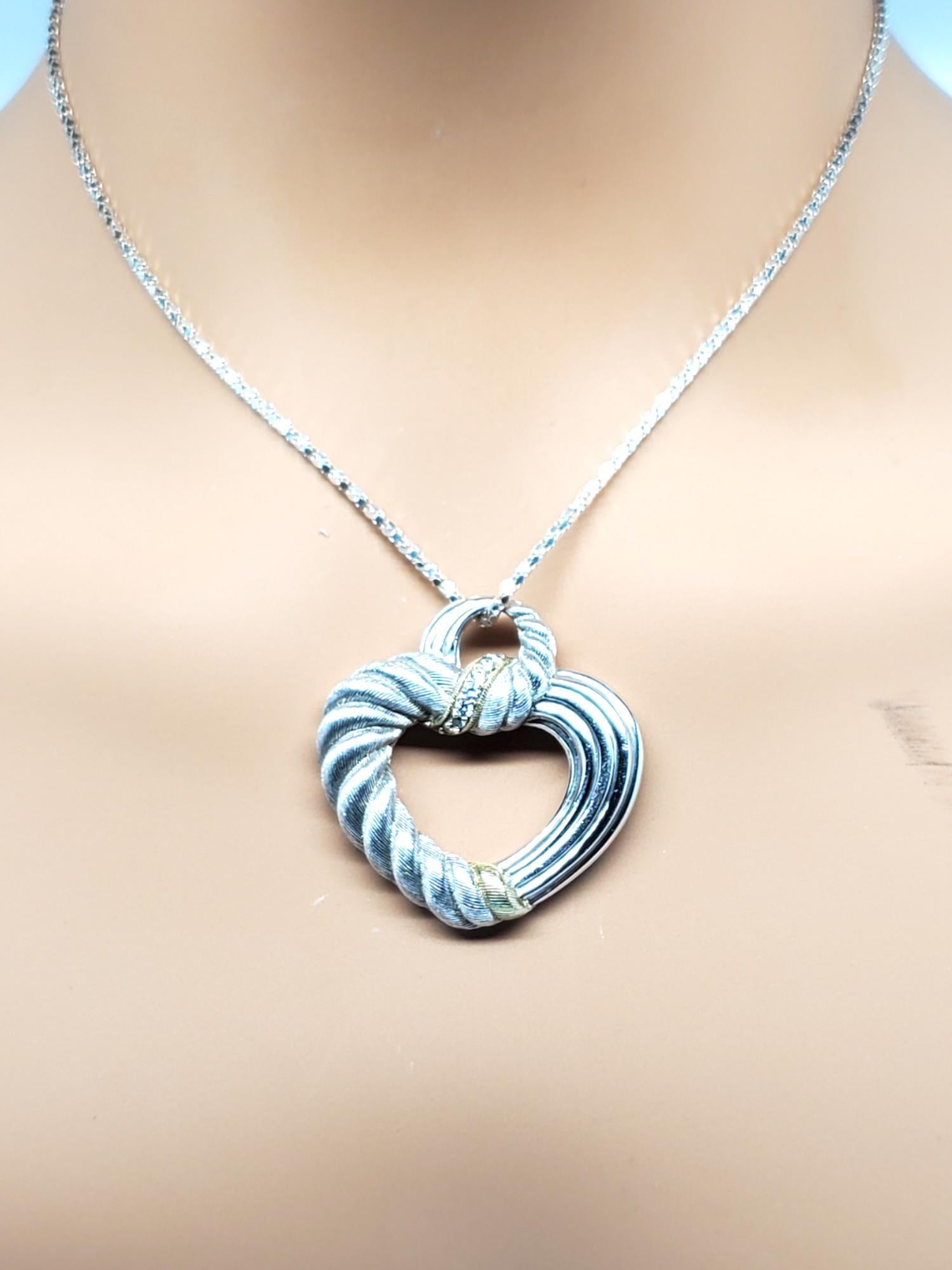 Judith Ripka Sterling Silver CZ Heart Pendant # 19209 For Sale 4