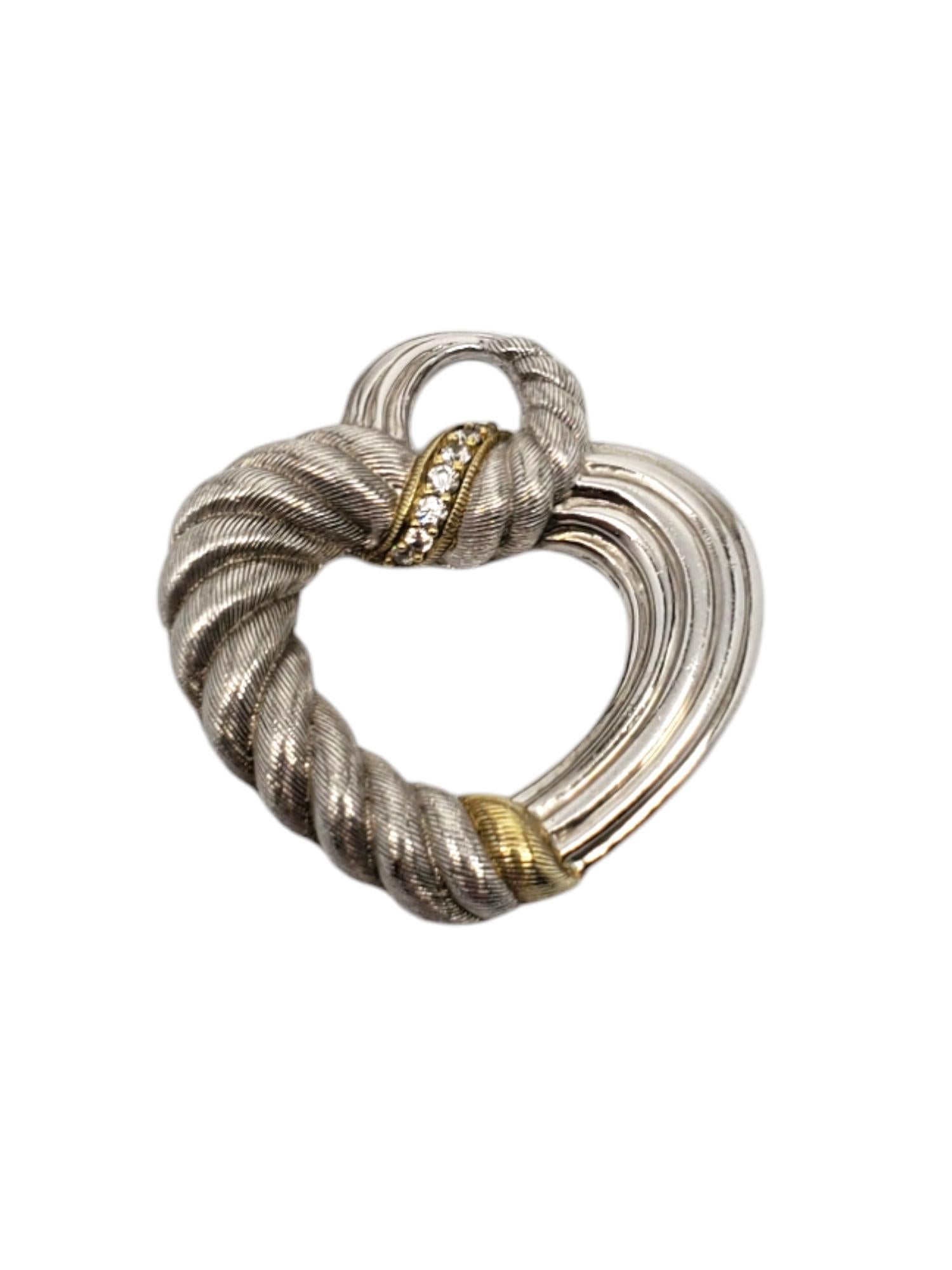 Judith Ripka Sterling Silver CZ Heart Pendant # 19209