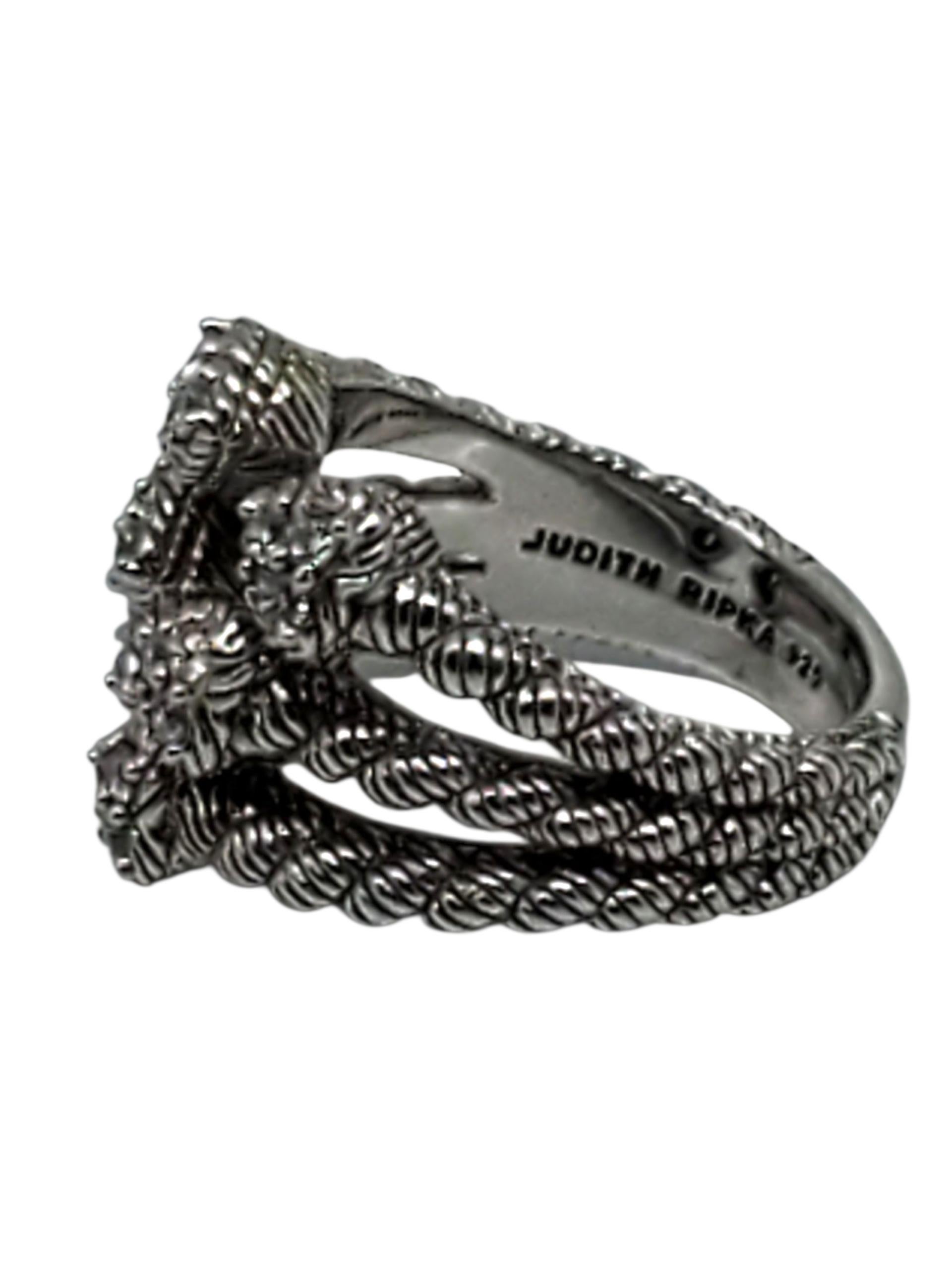 Contemporaneo Judith Ripka Anello con cuore in argento Sterling CZ misura 7 #23434 in vendita