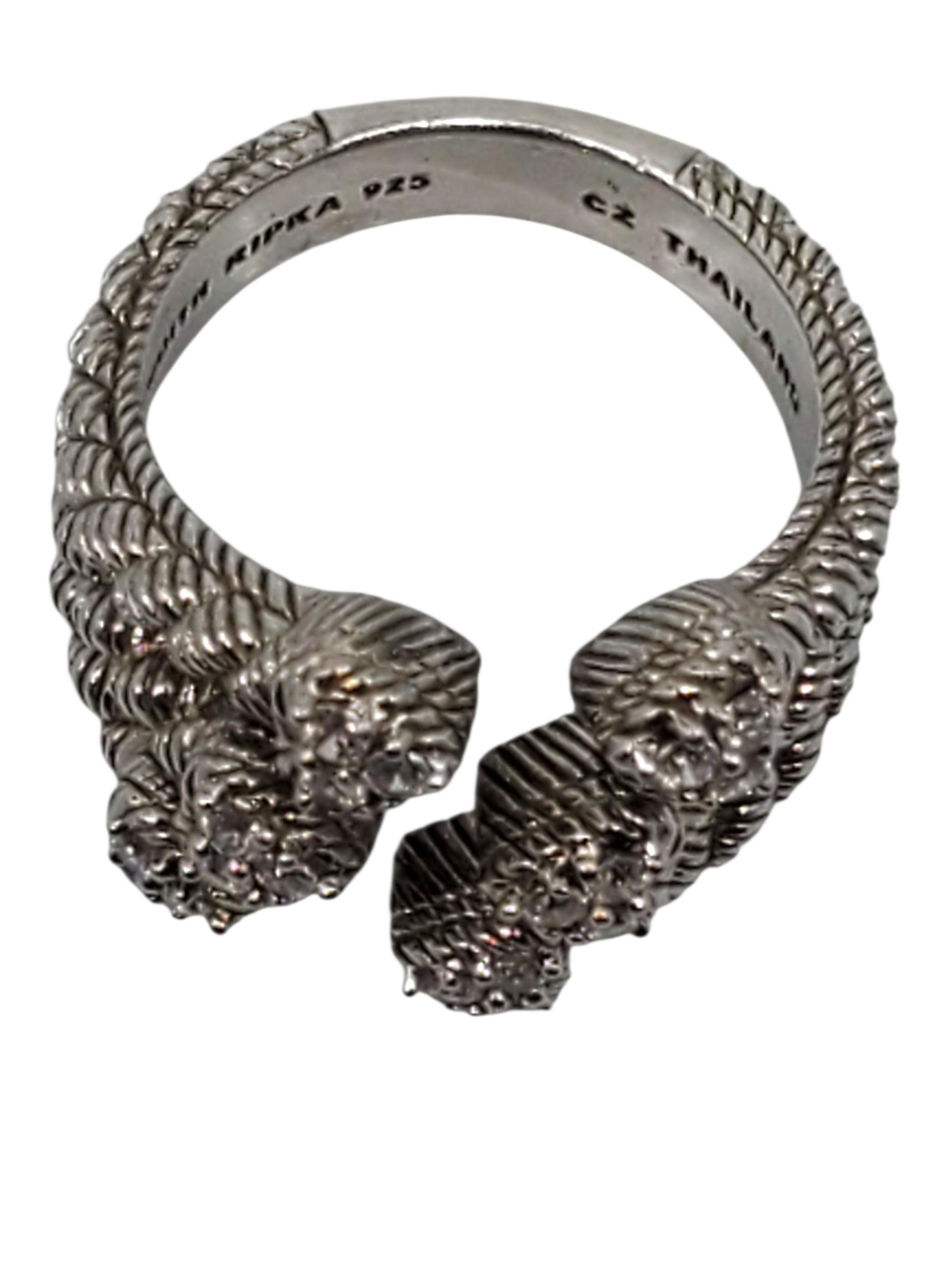 Judith Ripka Anello con cuore in argento Sterling CZ misura 7 #23434 in vendita 1