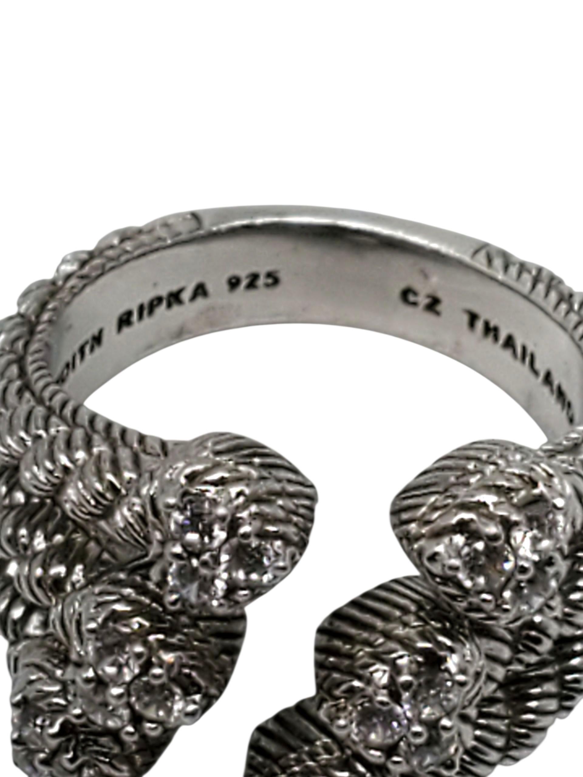 Judith Ripka Anello con cuore in argento Sterling CZ misura 7 #23434 in vendita 2