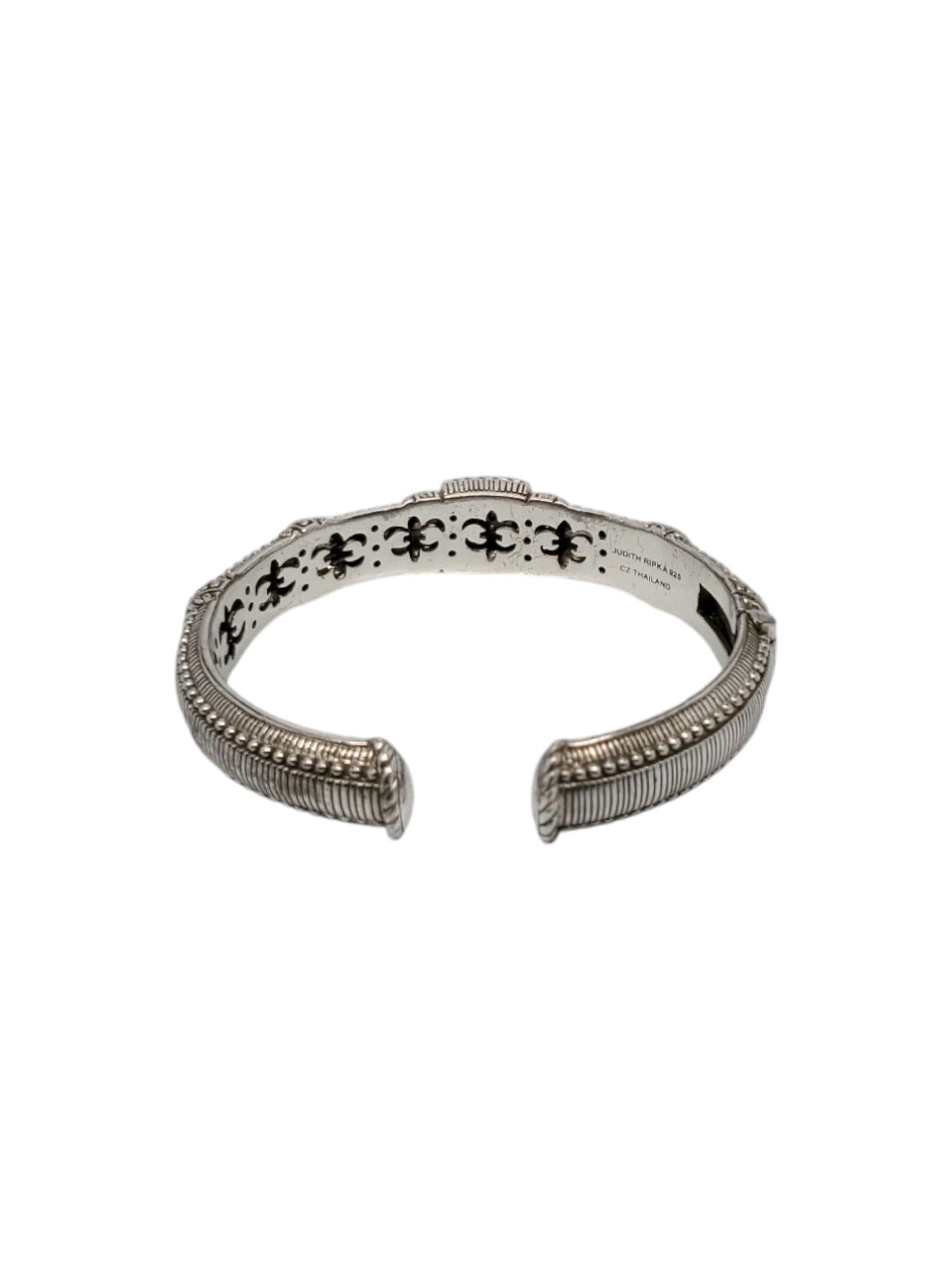 Judith Ripka Sterling Silver CZ Hinged Bracelet #18717 In Good Condition For Sale In Washington Depot, CT