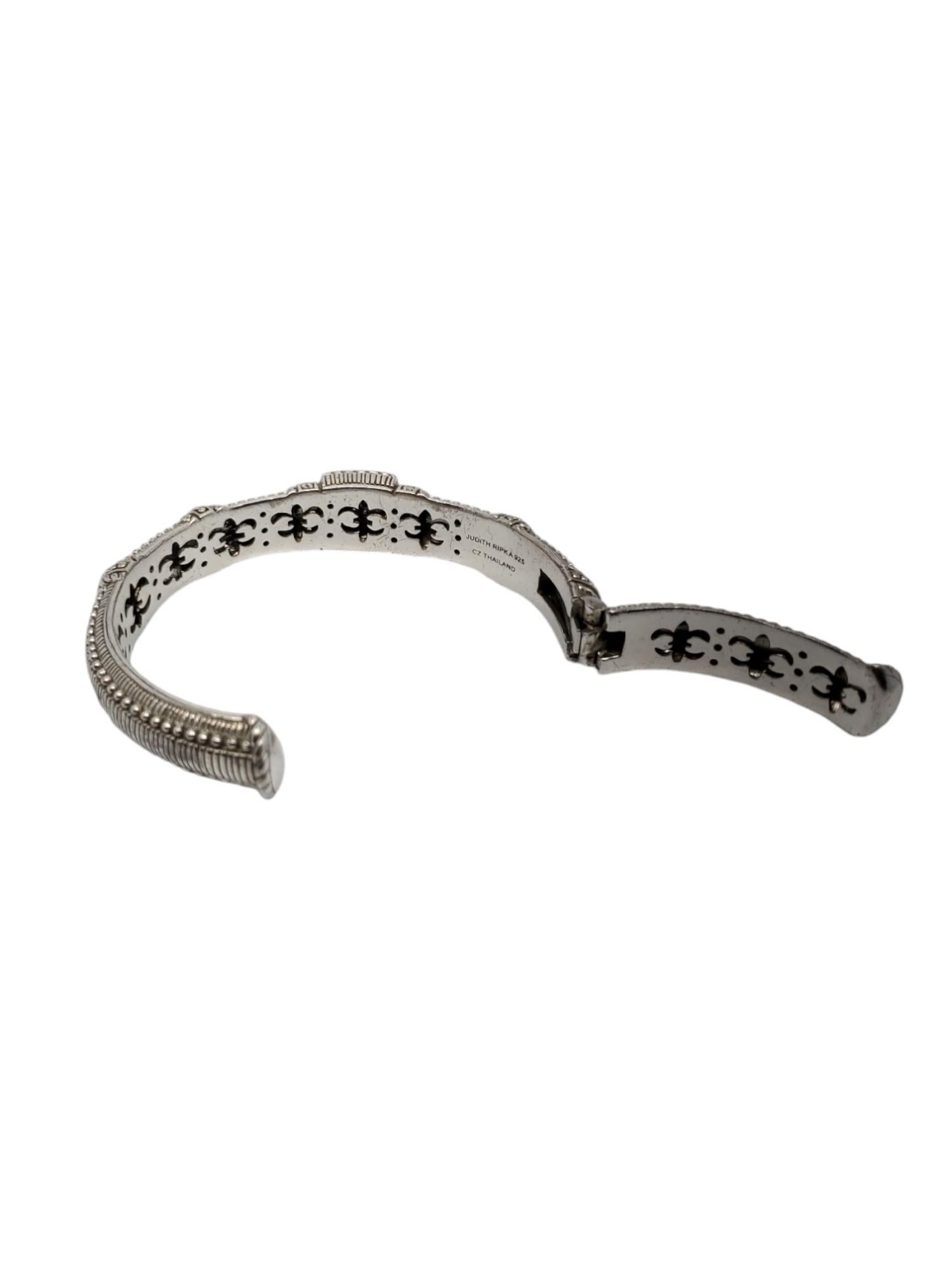 Judith Ripka Sterling Silver CZ Hinged Bracelet #18717 For Sale 1