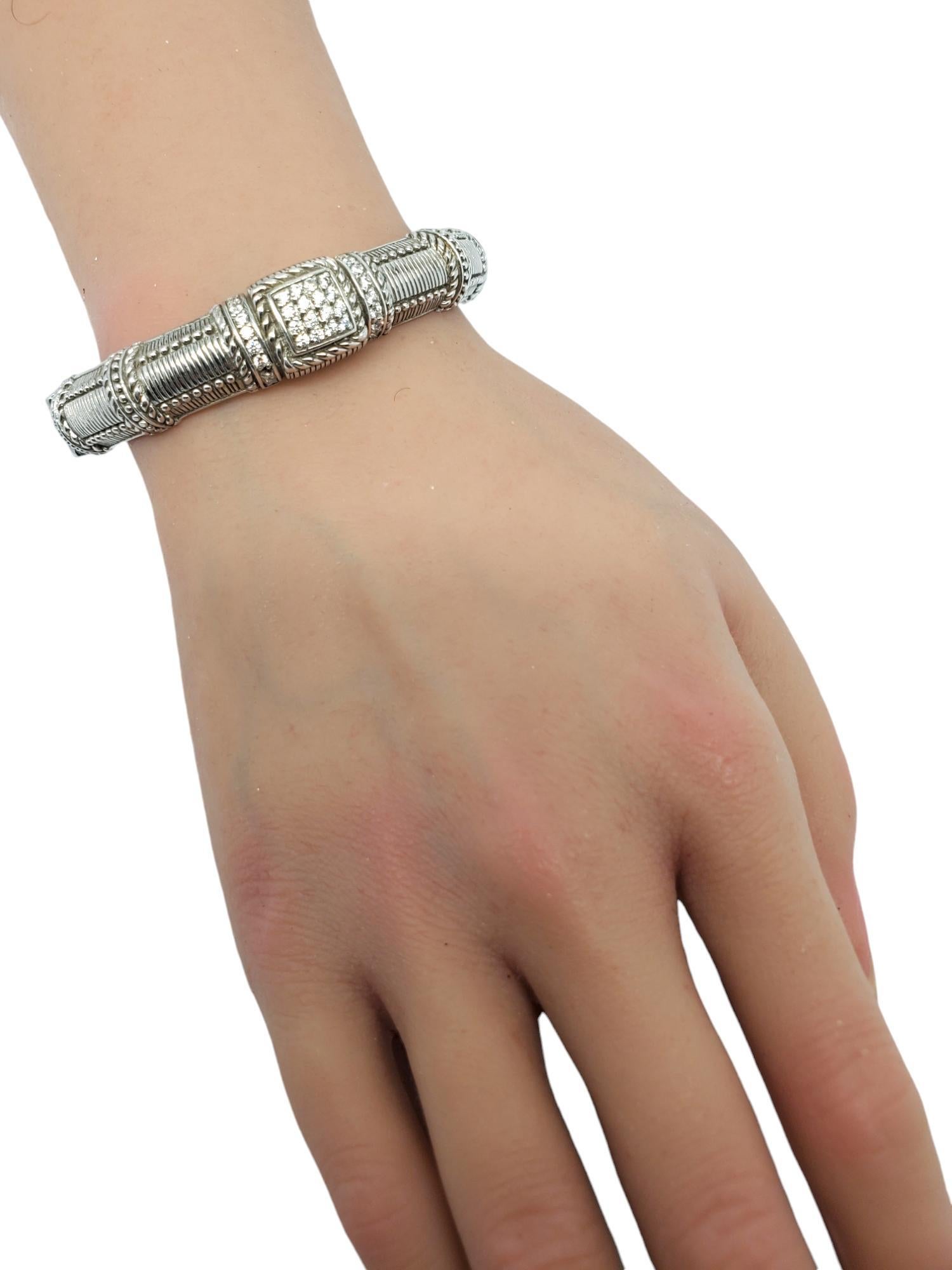 Judith Ripka Sterling Silver CZ Hinged Bracelet #18717 For Sale 3