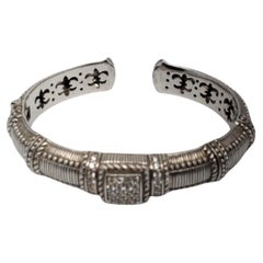 Judith Ripka Sterling Silver CZ Hinged Bracelet #18717