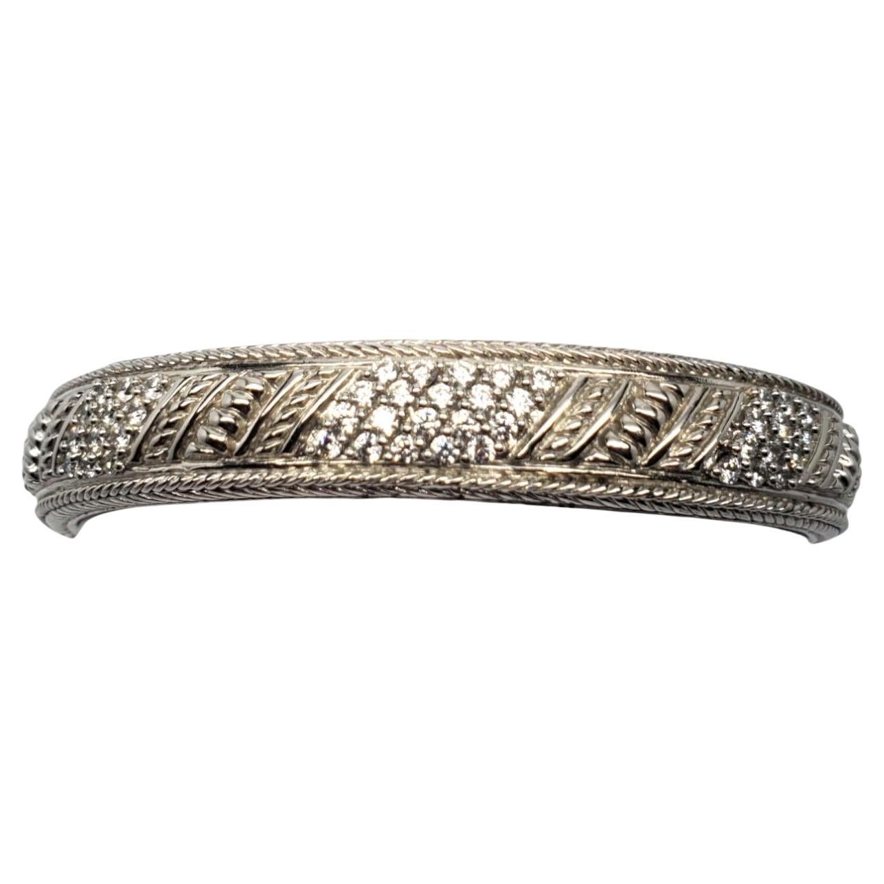Judith Ripka Sterling Silver CZ Hinged Cuff Bracelet #18716