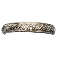 Judith Ripka Sterling Silver CZ Hinged Cuff Bracelet #18716