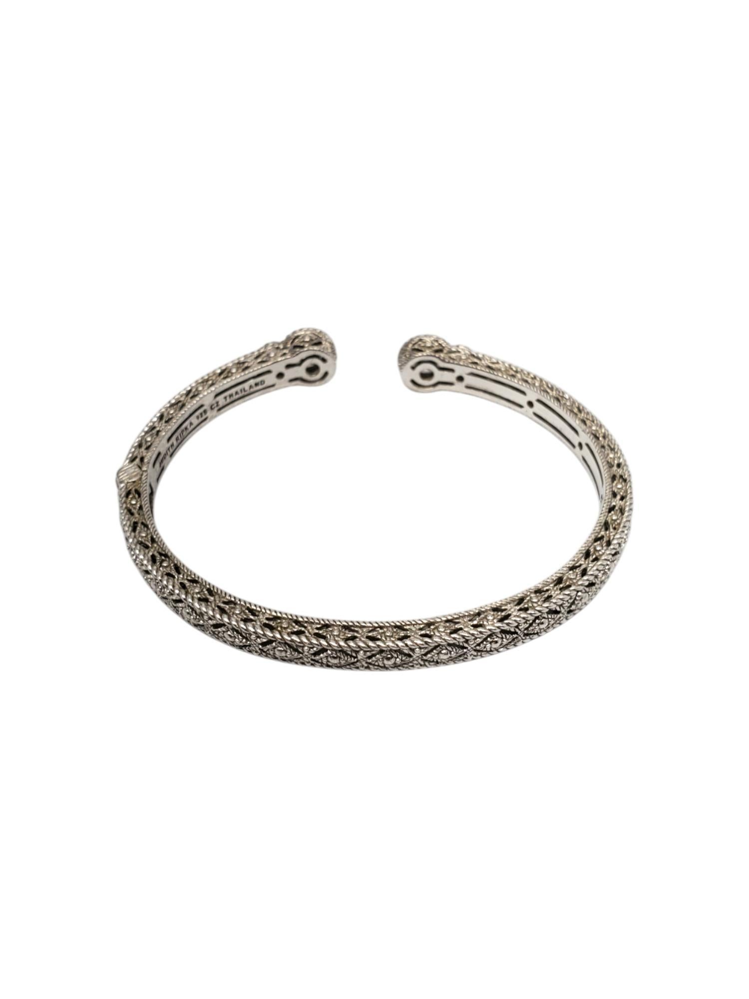 Women's Judith Ripka Sterling Silver CZ Hinged Cuff Bracelet # 19500 For Sale