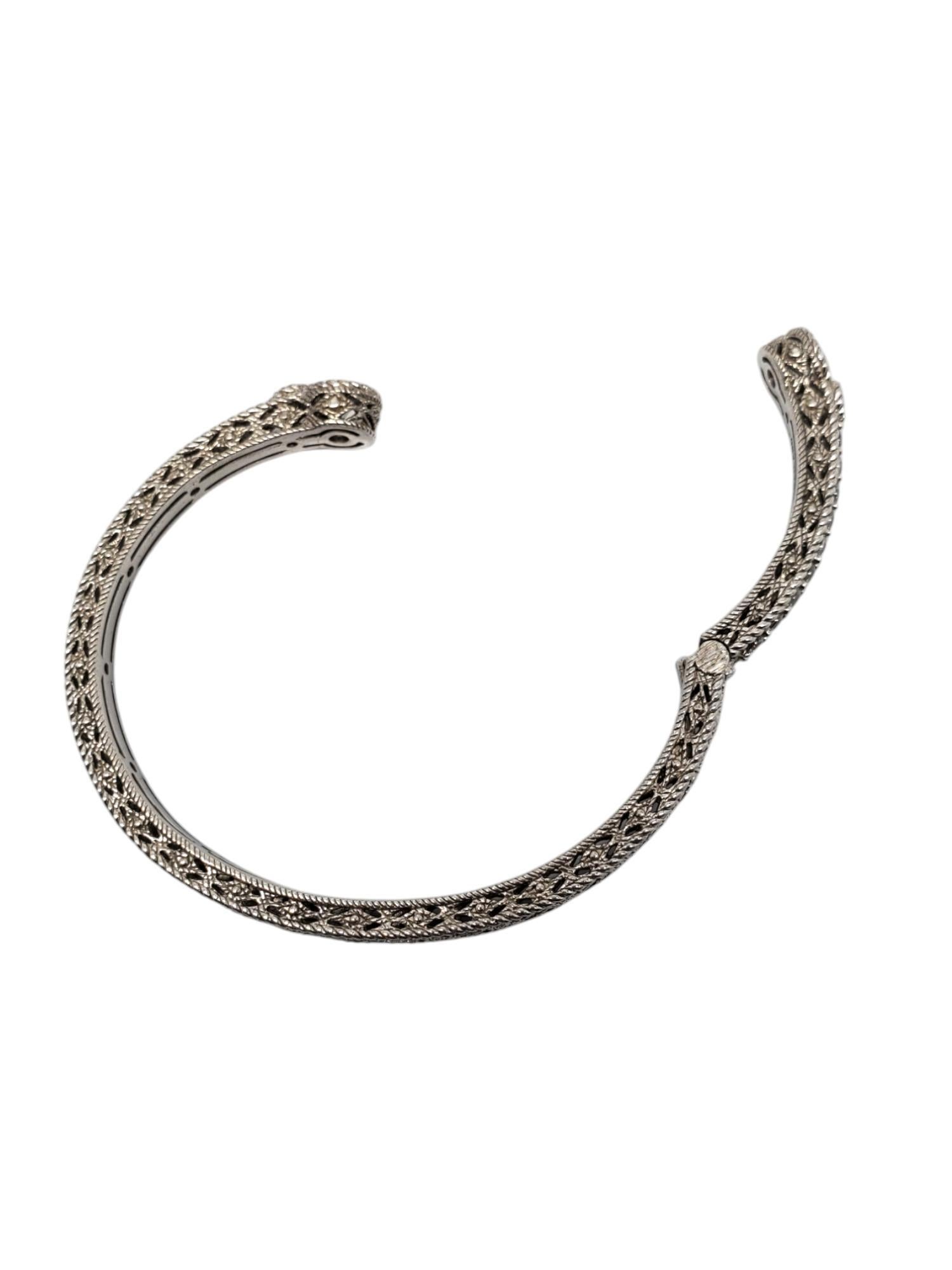 Judith Ripka Sterling Silver CZ Hinged Cuff Bracelet # 19500 For Sale 1