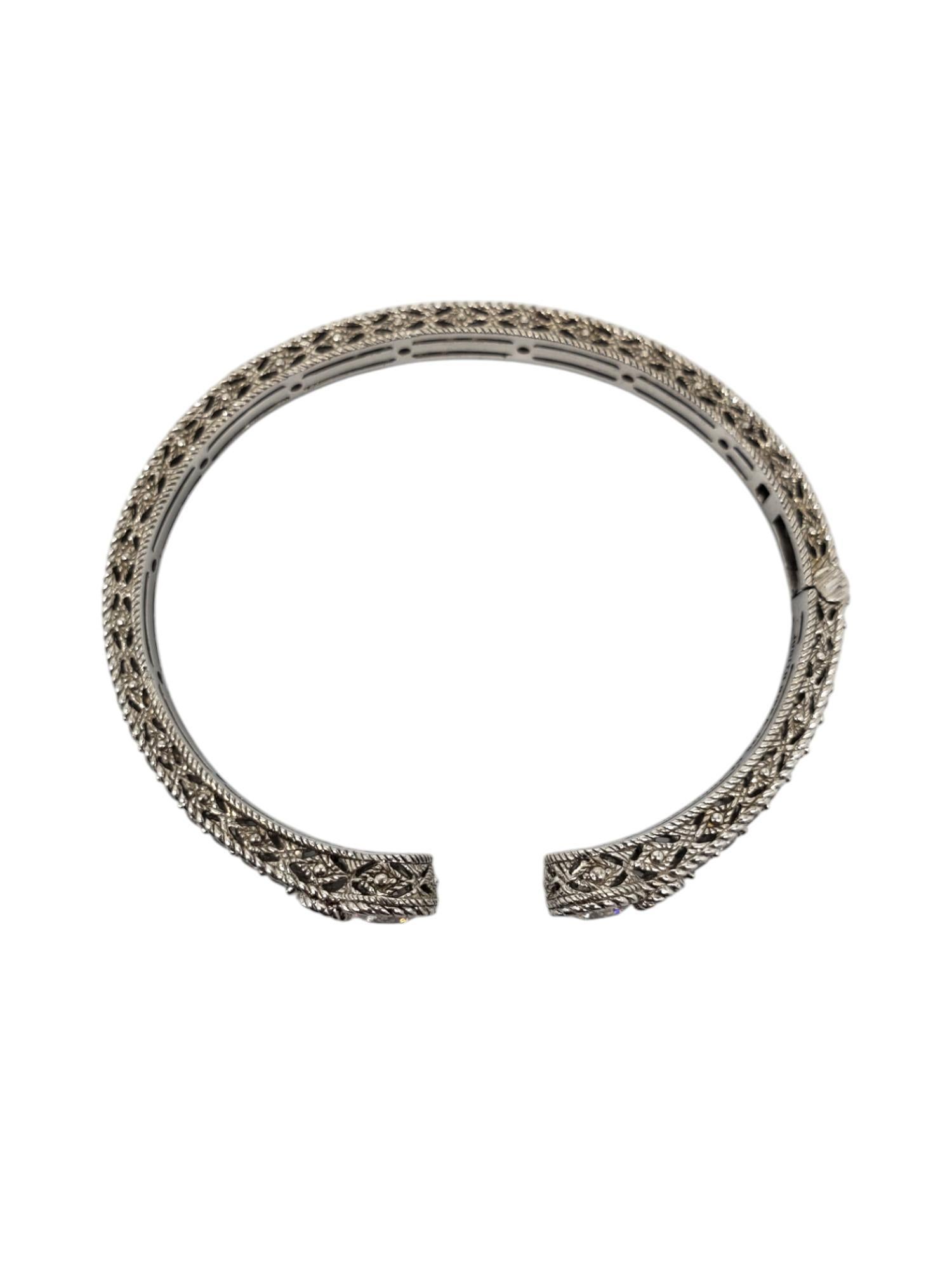 Judith Ripka Sterling Silver CZ Hinged Cuff Bracelet # 19500 For Sale 2