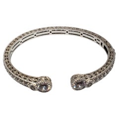 Judith Ripka Sterling Silver CZ Hinged Cuff Bracelet # 19500