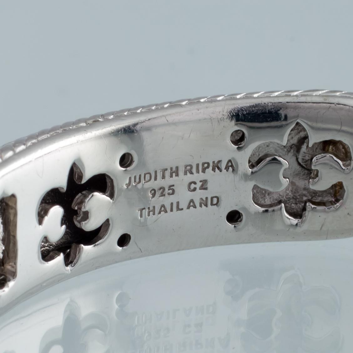 Judith Ripka Sterling Silver & CZ Hinged Cuff Bracelet, Size 6.5 For Sale 1