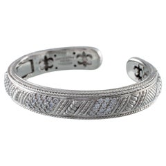 Judith Ripka Sterling Silver & CZ Hinged Cuff Bracelet, Size 6.5
