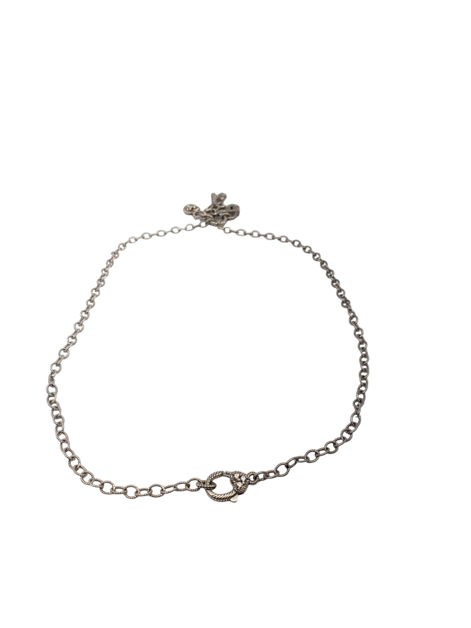 Judith Ripka Sterling Silver  CZ Key Heart Lock Pendant Necklace #19583 In Good Condition In Washington Depot, CT