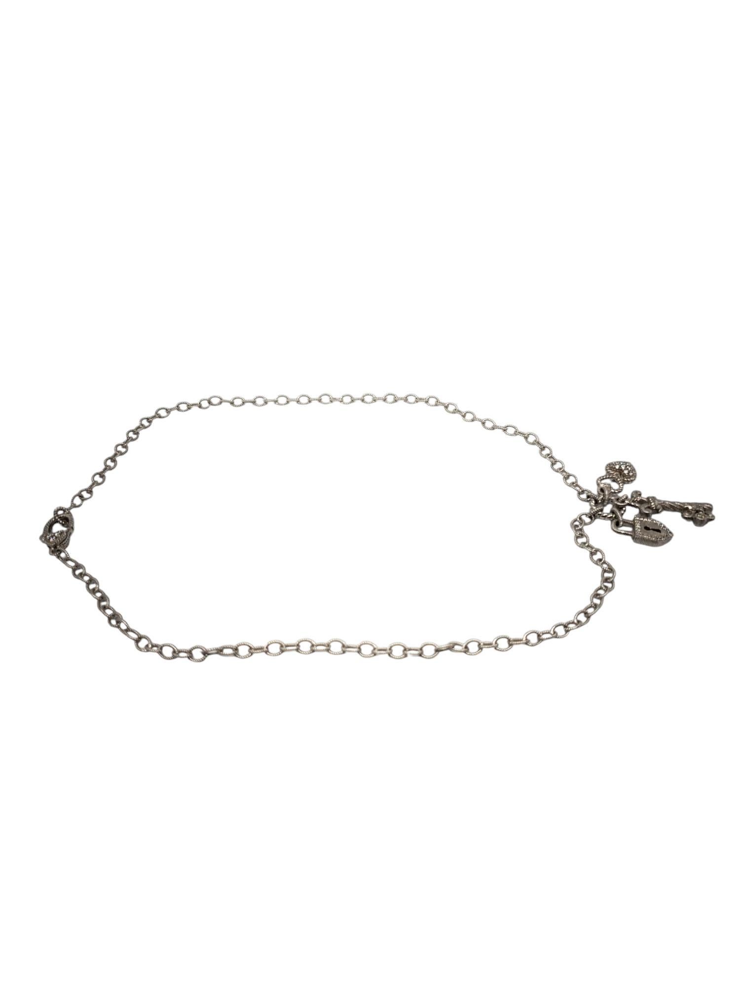 Women's Judith Ripka Sterling Silver  CZ Key Heart Lock Pendant Necklace #19583