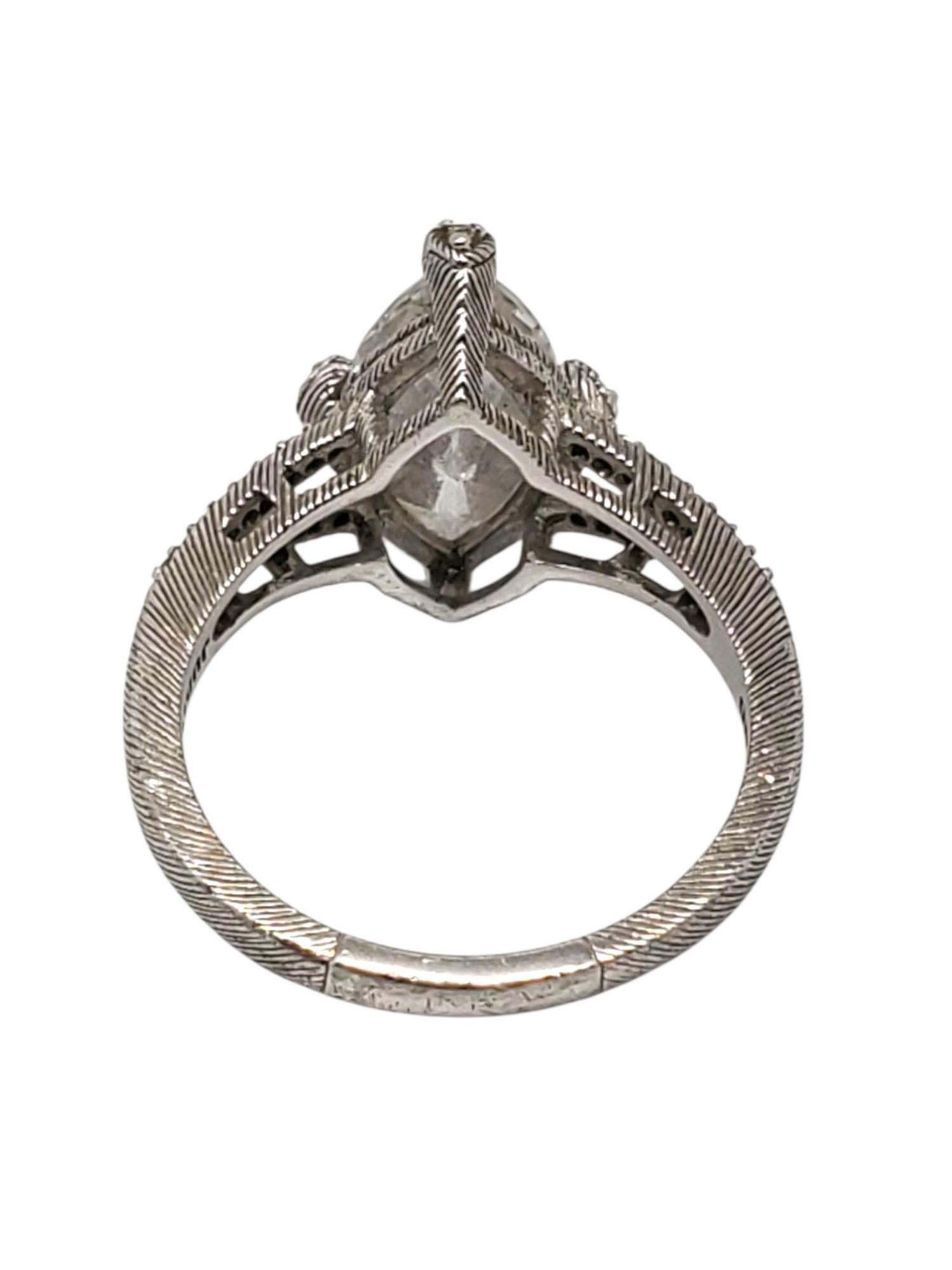 Contemporaneo Judith Ripka Anello in argento Sterling CZ Taglio Marquise Taglia 10 #22434 in vendita