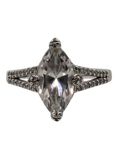 Judith Ripka Sterling Silver CZ Marquise Cut Ring Size 10 #22434