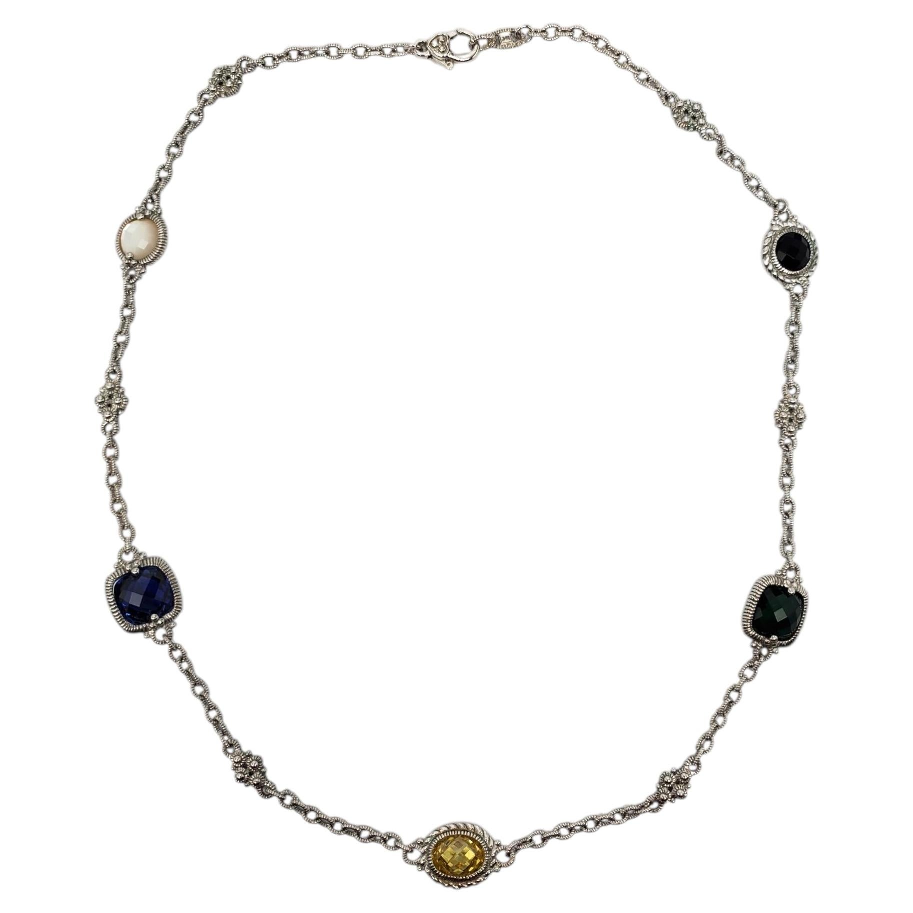 Collier Judith Ripka en argent sterling avec pierres CZ multicolores, modèle n° 24579