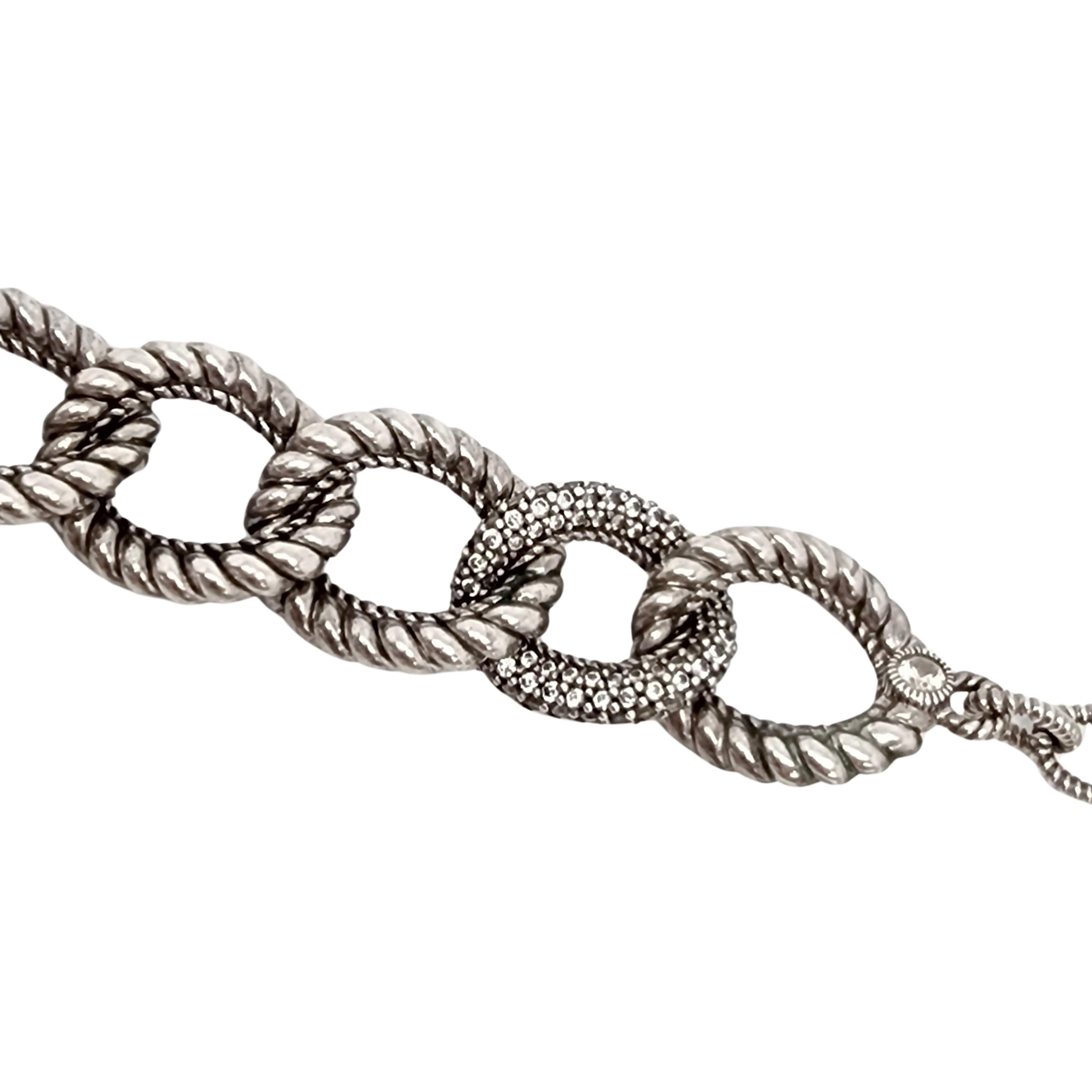 Judith Ripka Sterling Silver CZ Oval Link Emerald Cabochon Toggle Bracelet 16055 For Sale 1
