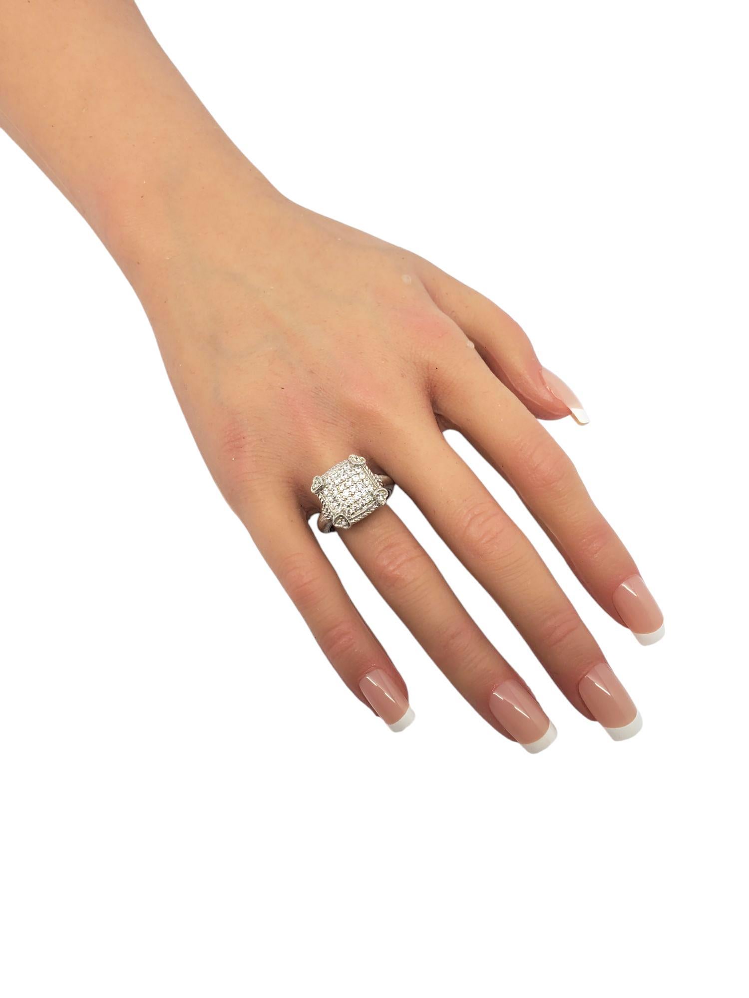 Judith Ripka Sterling Silver CZ Pave Ring Size 8 #21000 6