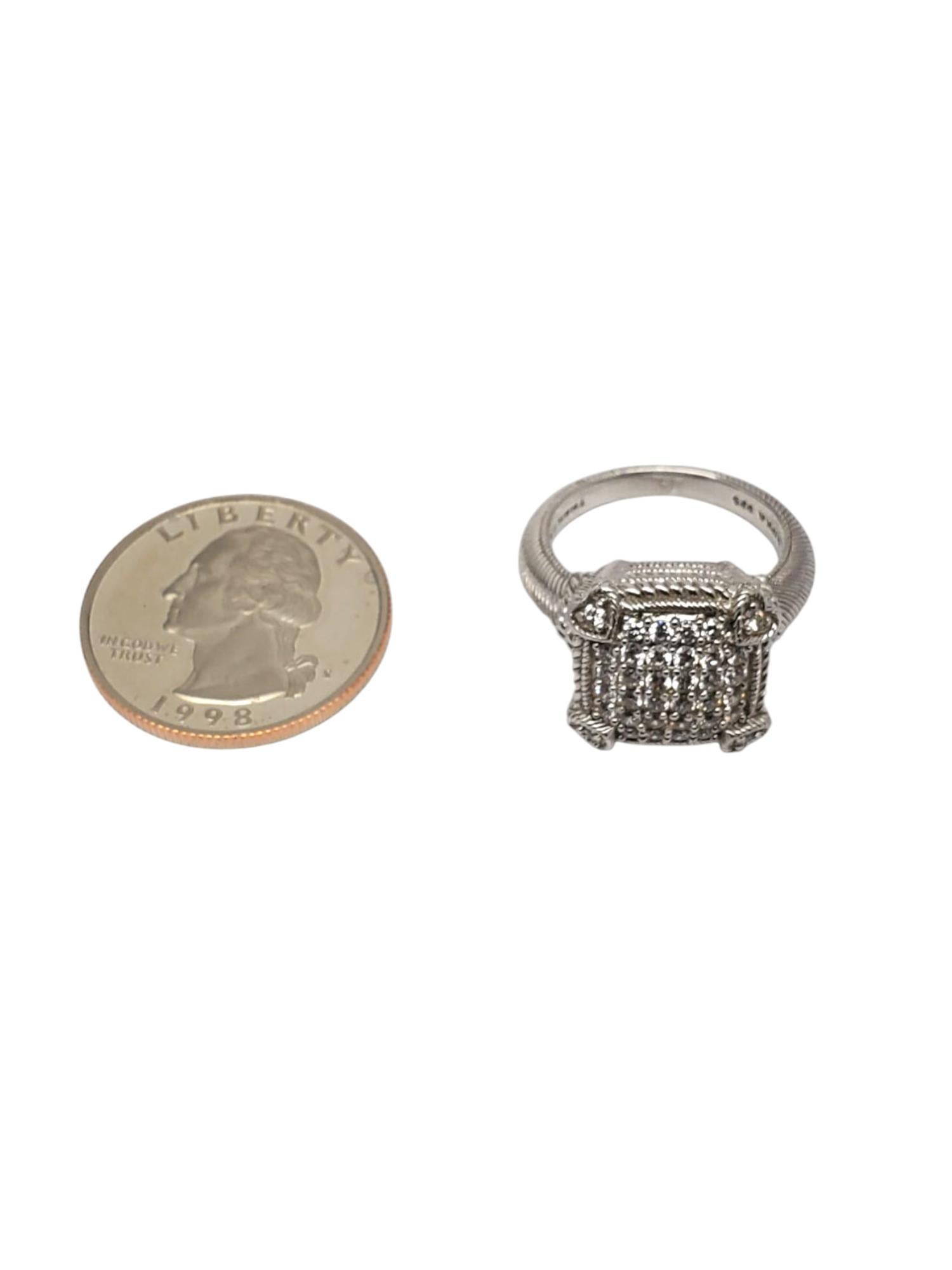 Judith Ripka Sterling Silver CZ Pave Ring Size 8 #21000 4