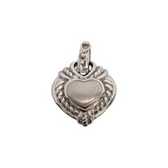Judith Ripka Sterling Silver CZ Puffy Heart Reversible Pendant Enhancer #12162