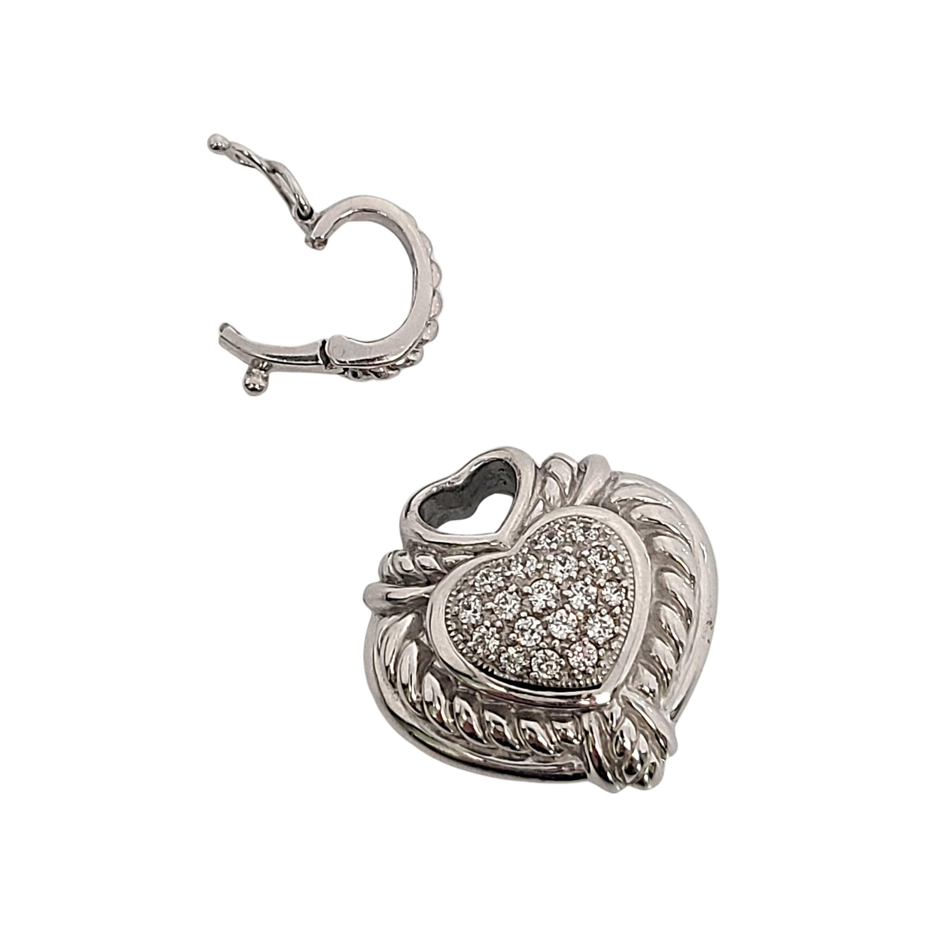 Women's Judith Ripka Sterling Silver CZ Puffy Heart Reversible Pendant Enhancer #12162 For Sale