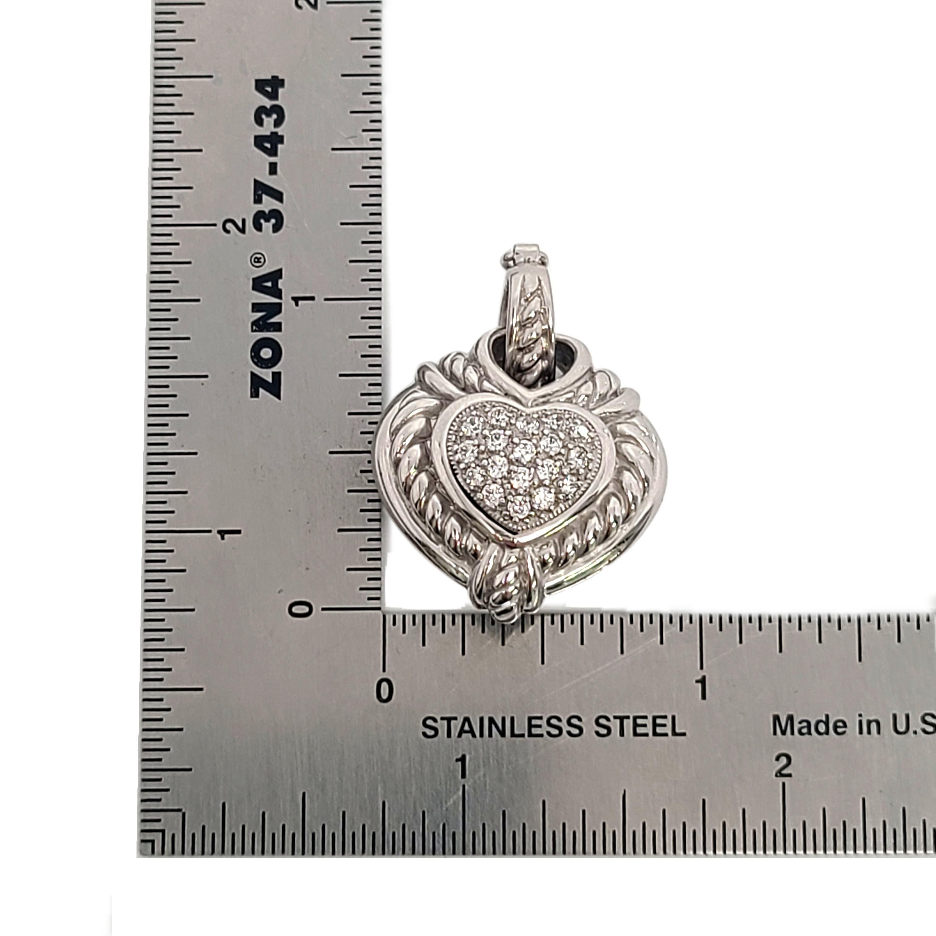 Judith Ripka Sterling Silver CZ Puffy Heart Reversible Pendant Enhancer #12162 For Sale 2