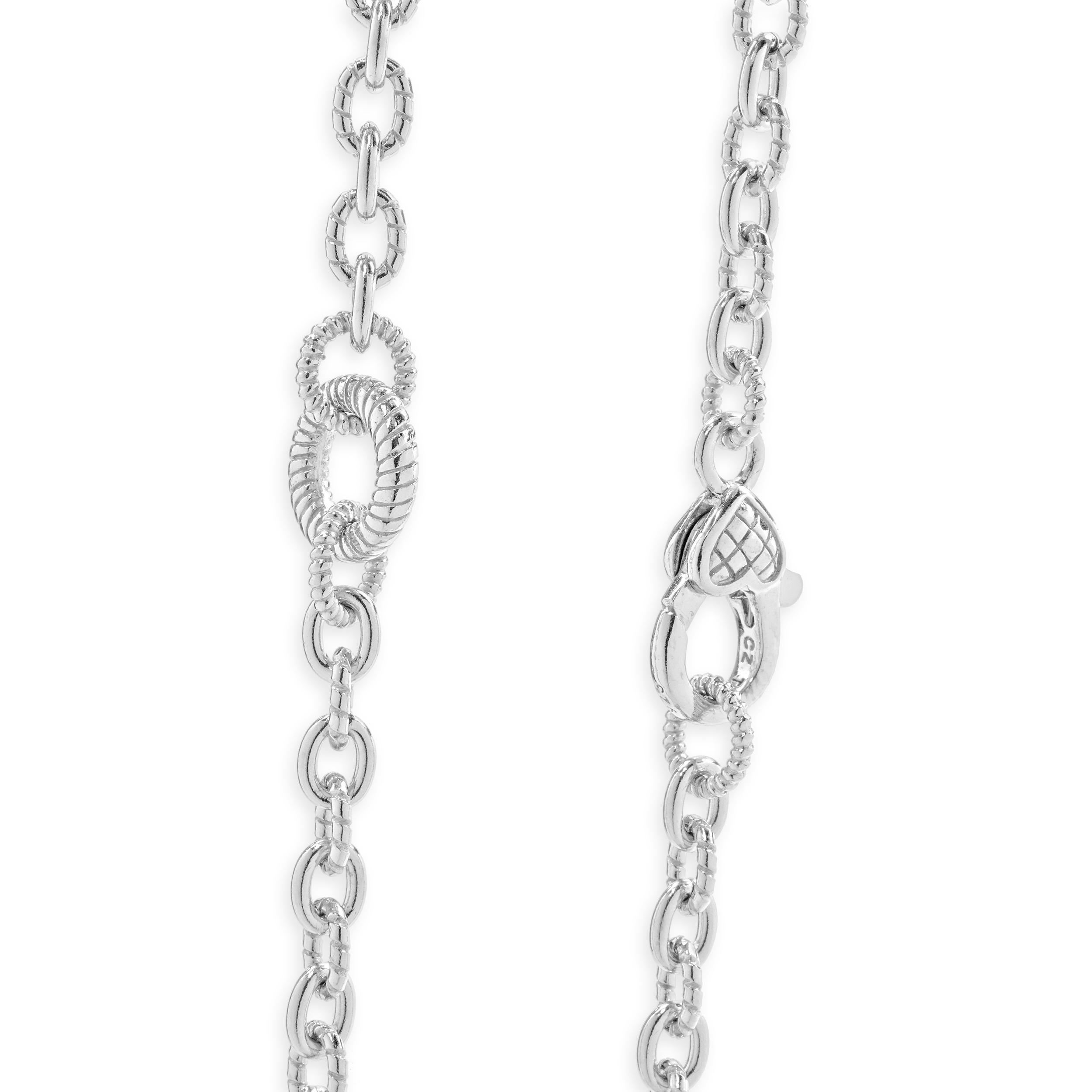 Judith Ripka Sterling Silver CZ Station Necklace In Excellent Condition In Scottsdale, AZ