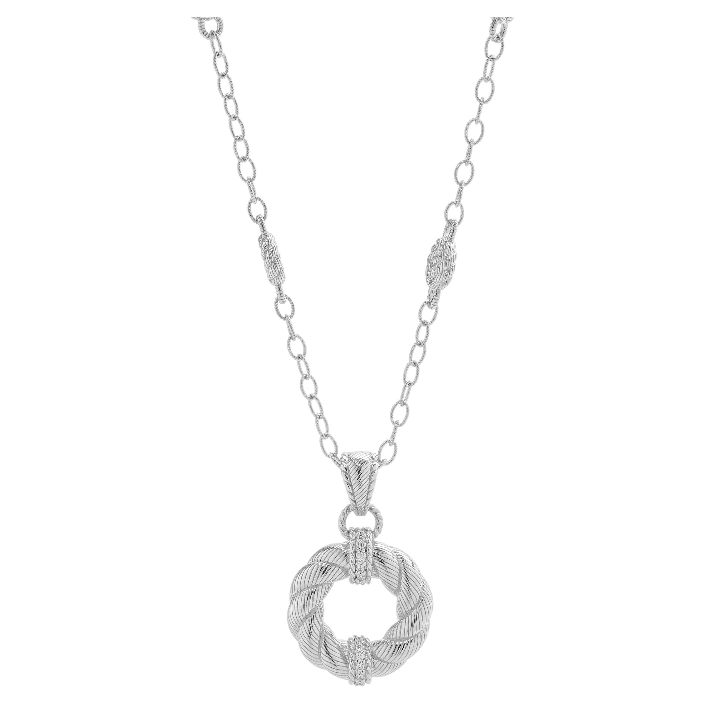 Judith Ripka Sterling Silver CZ Station Necklace