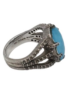 Judith Ripka Sterling Silver CZ Turquoise Doublet Cable Ring Size 11 #24578