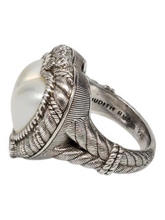 Judith Ripka Sterling Silver CZ White Heart Cabochon Ring Size 6 #23898