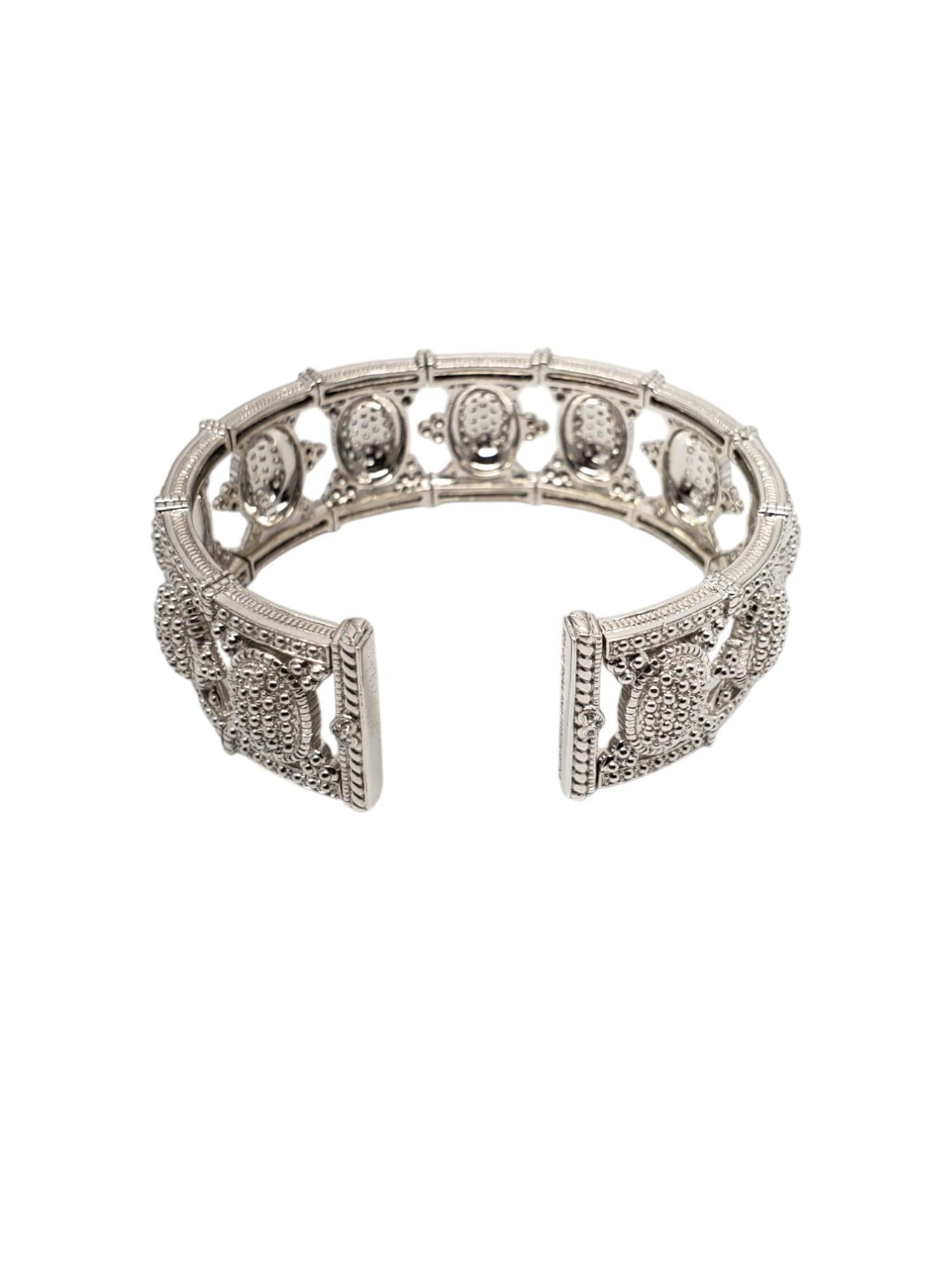 Judith Ripka Sterling Silver CZ Wide Cuffed Bracelet #19501 In Good Condition In Washington Depot, CT