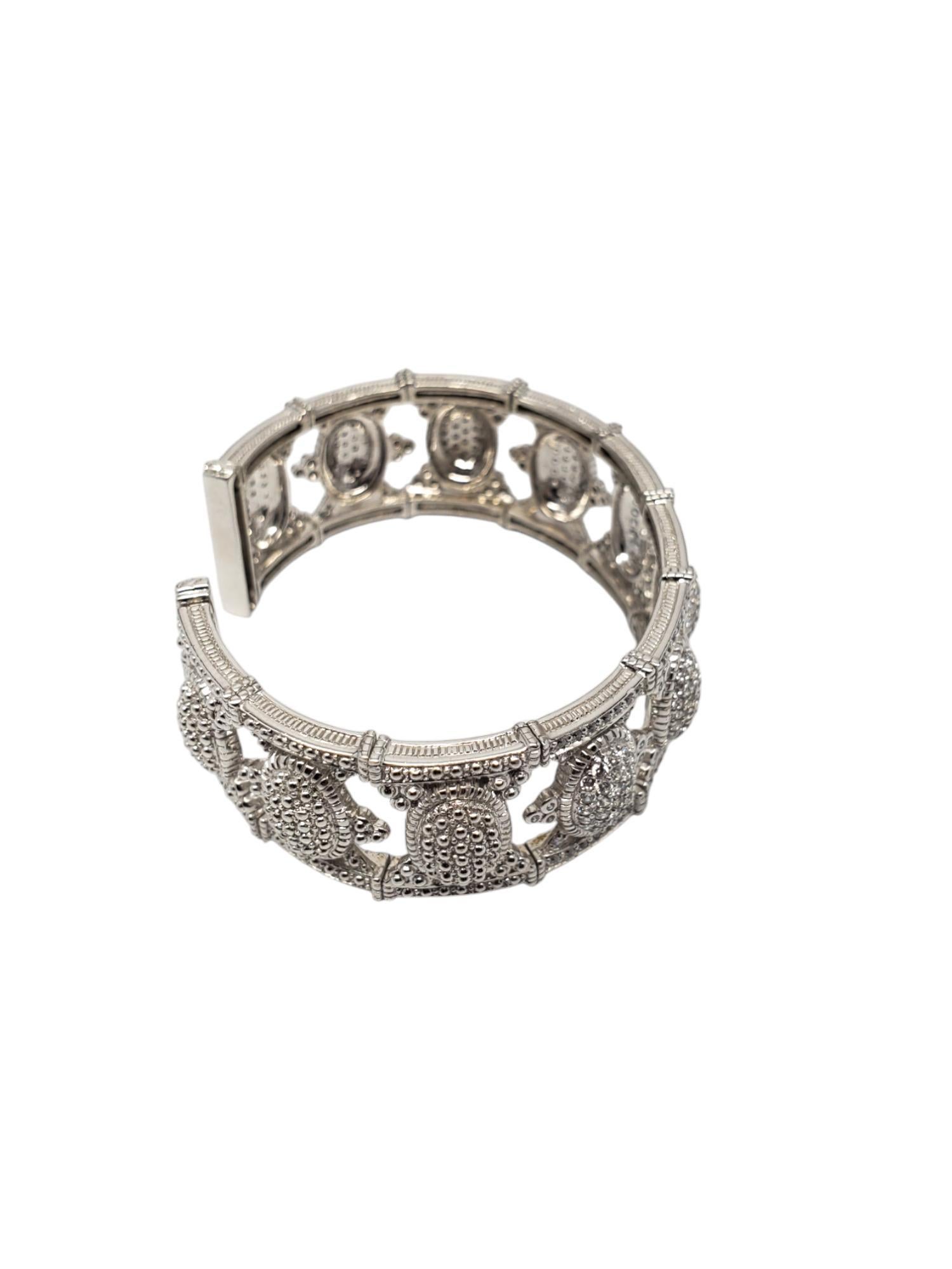 Women's Judith Ripka Sterling Silver CZ Wide Cuffed Bracelet #19501