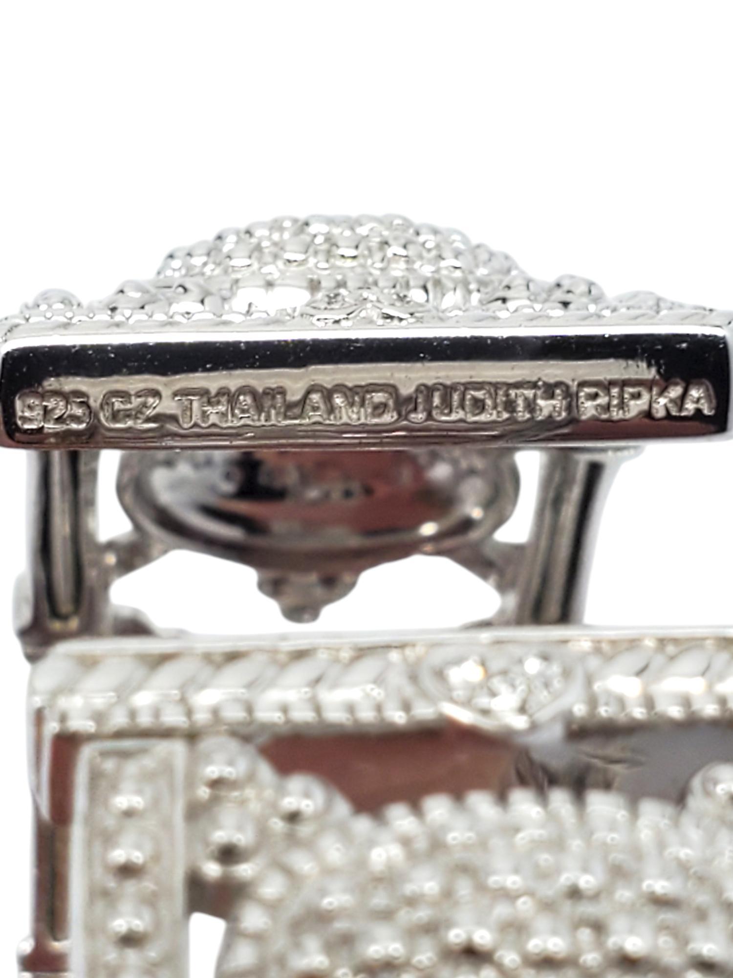 Judith Ripka Sterling Silver CZ Wide Cuffed Bracelet #19501 1