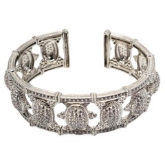 Judith Ripka Sterling Silver CZ Wide Cuffed Bracelet #19501
