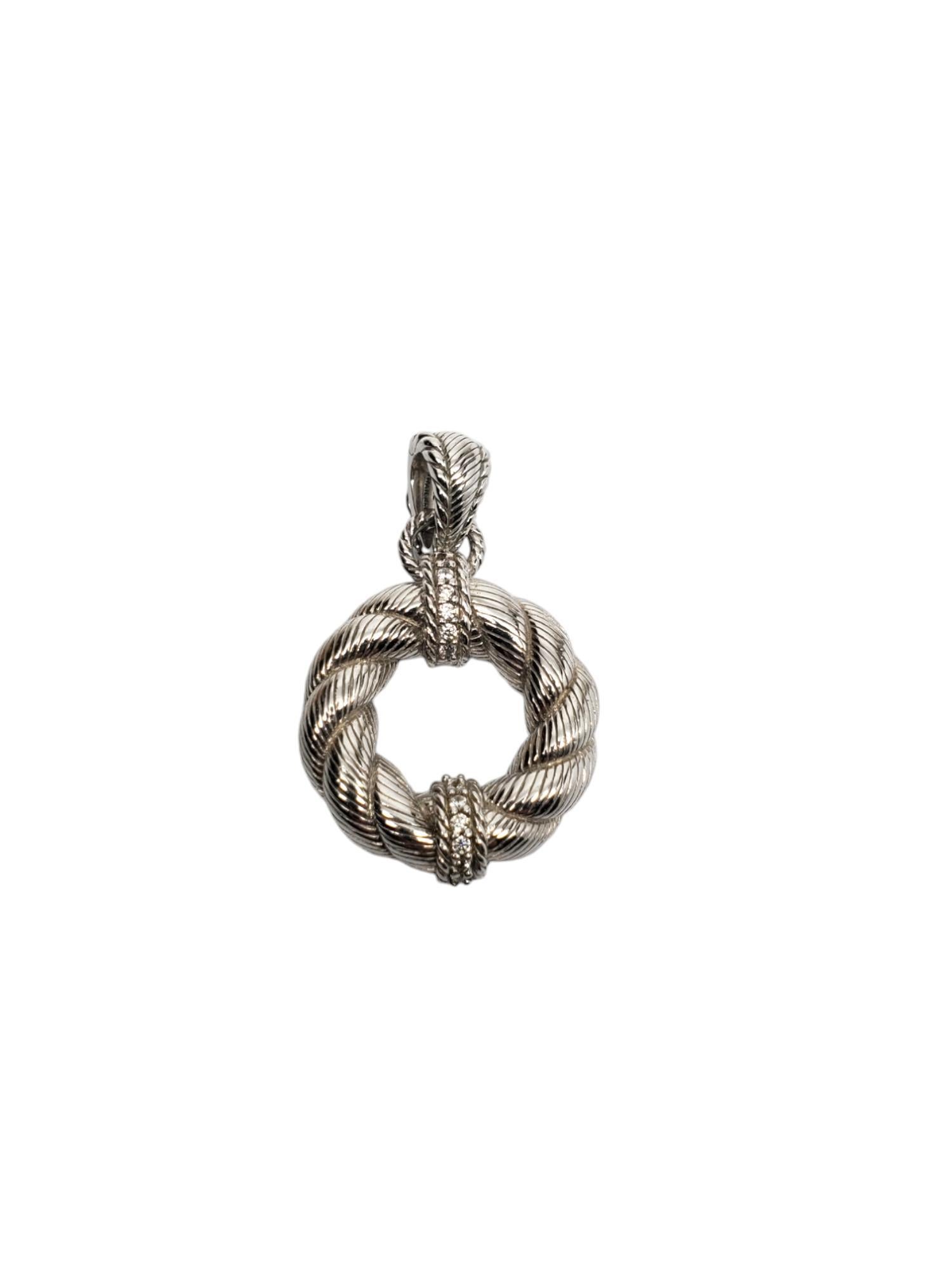 Judith Ripka Sterling Silver CZ Wreath Design Pendant / Enhancer #18753