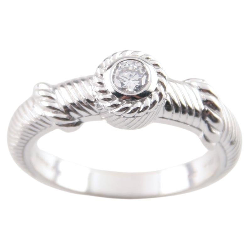 Anello impilabile con cavo in argento sterling e diamanti Judith Ripka, misura 9,75 in vendita