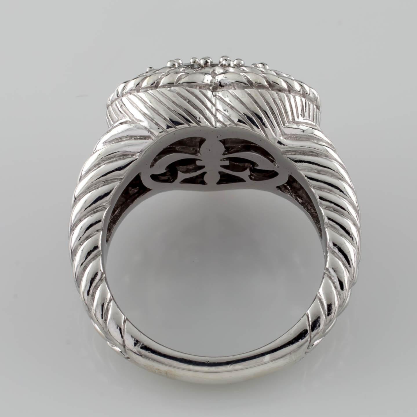 Judith Ripka, bague cœur en argent sterling et diamonique, taille 6,75 Unisexe en vente