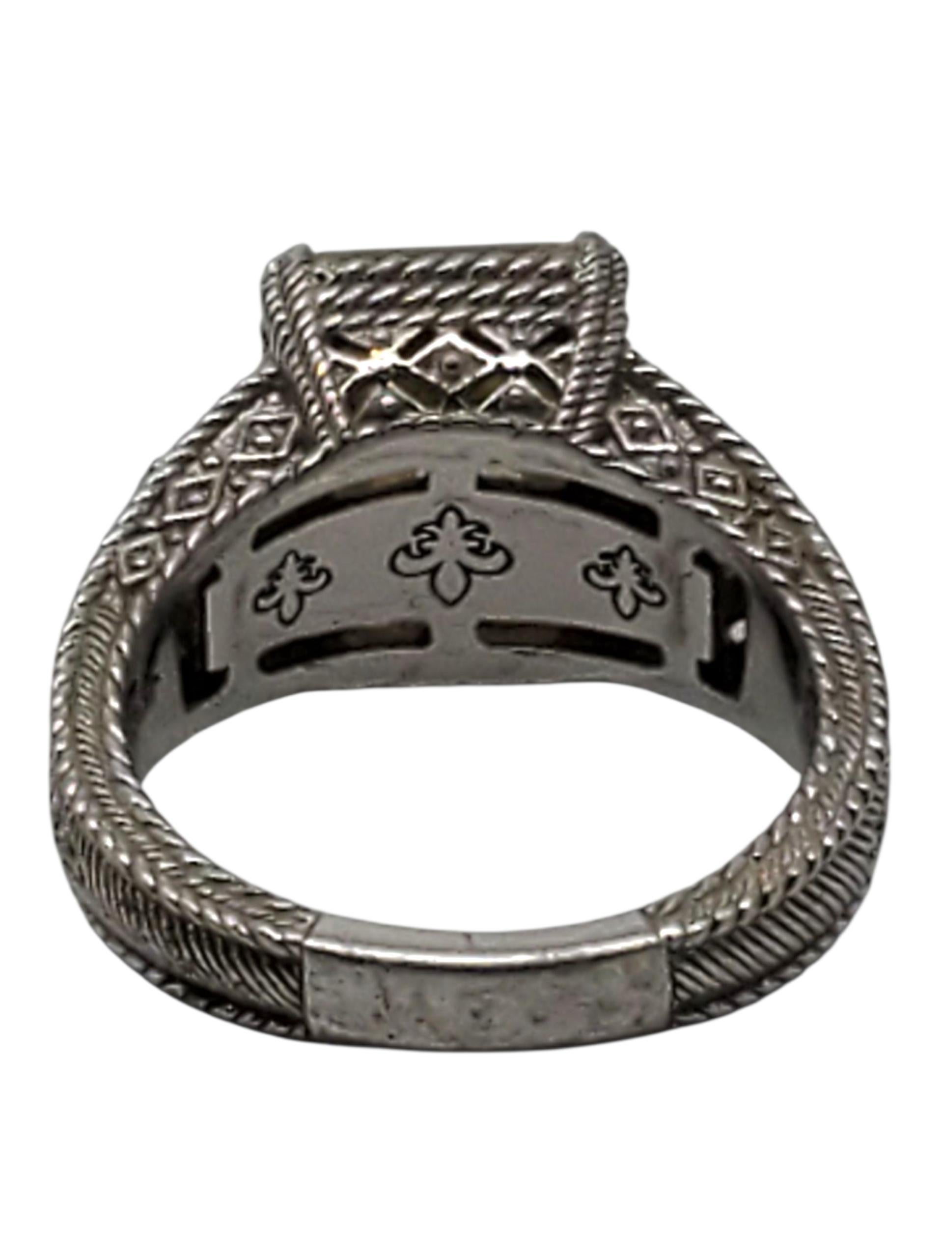 Contemporaneo Judith Ripka Anello in argento sterling con CZ gialle taglio smeraldo misura 10 #22400 in vendita