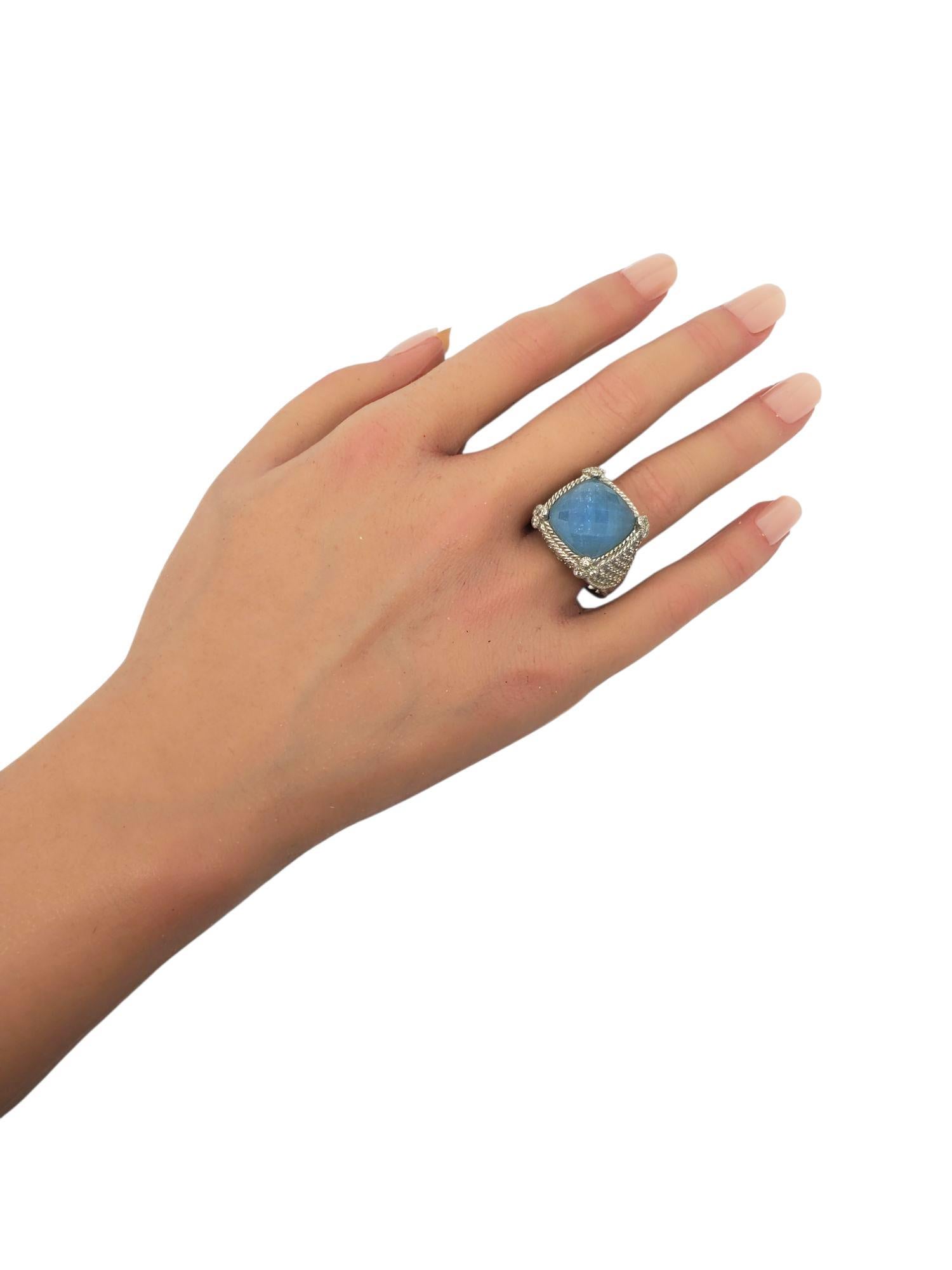 Donna Judith Ripka - Anello in argento sterling con pietre blu sfaccettate e CZ - misura 10 #22426 in vendita