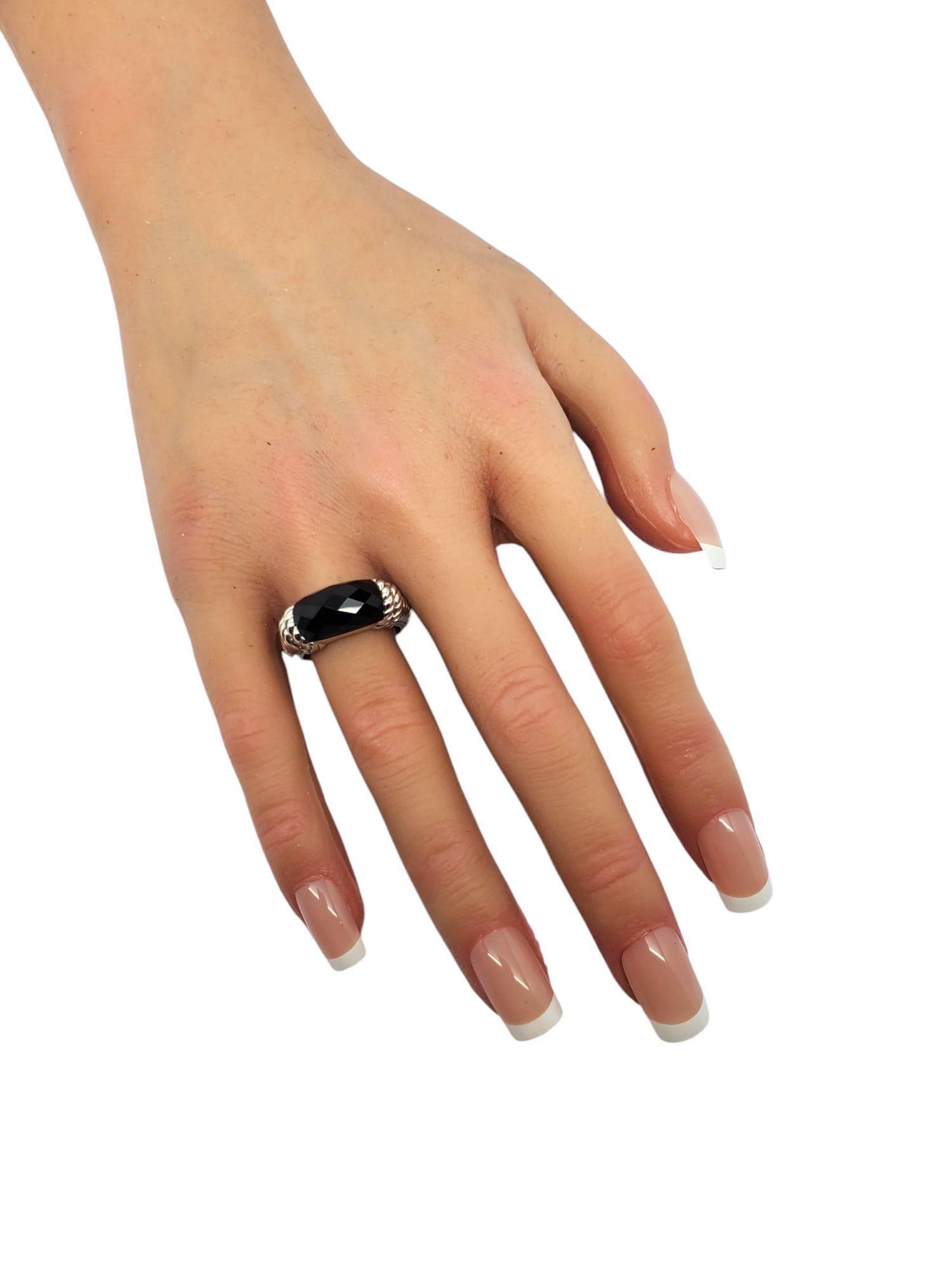 Judith Ripka Sterling Silver Faceted Onyx Ring Size 7 #21008 For Sale 2