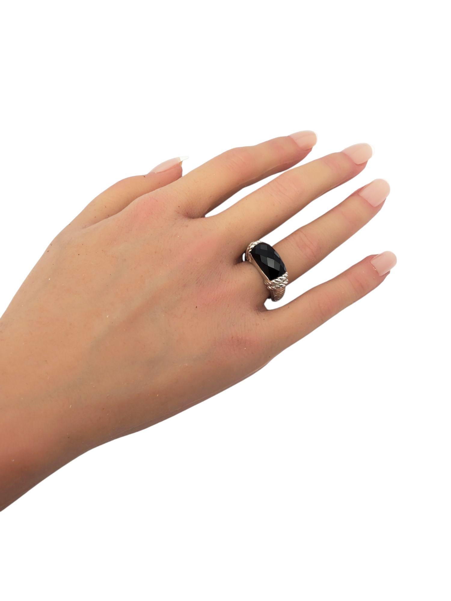 Judith Ripka Sterling Silver Faceted Onyx Ring Size 7 #21008 For Sale 3