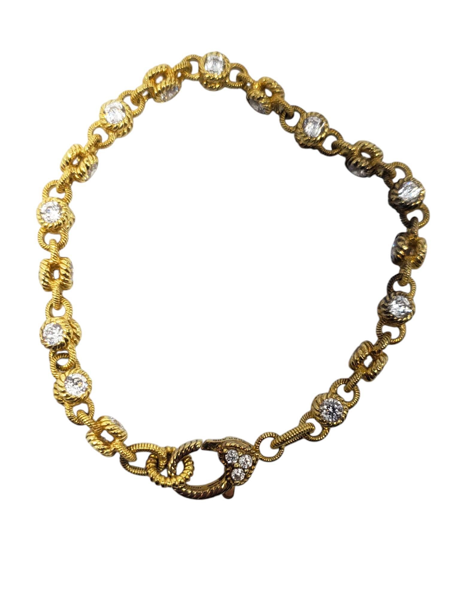 Judith Ripka Bracciale a Link in Argento Sterling con CZ in tonalità oro #21219 in vendita 2