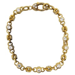 Judith Ripka Sterling Silver Gold-Tone CZ Link Bracelet #21219