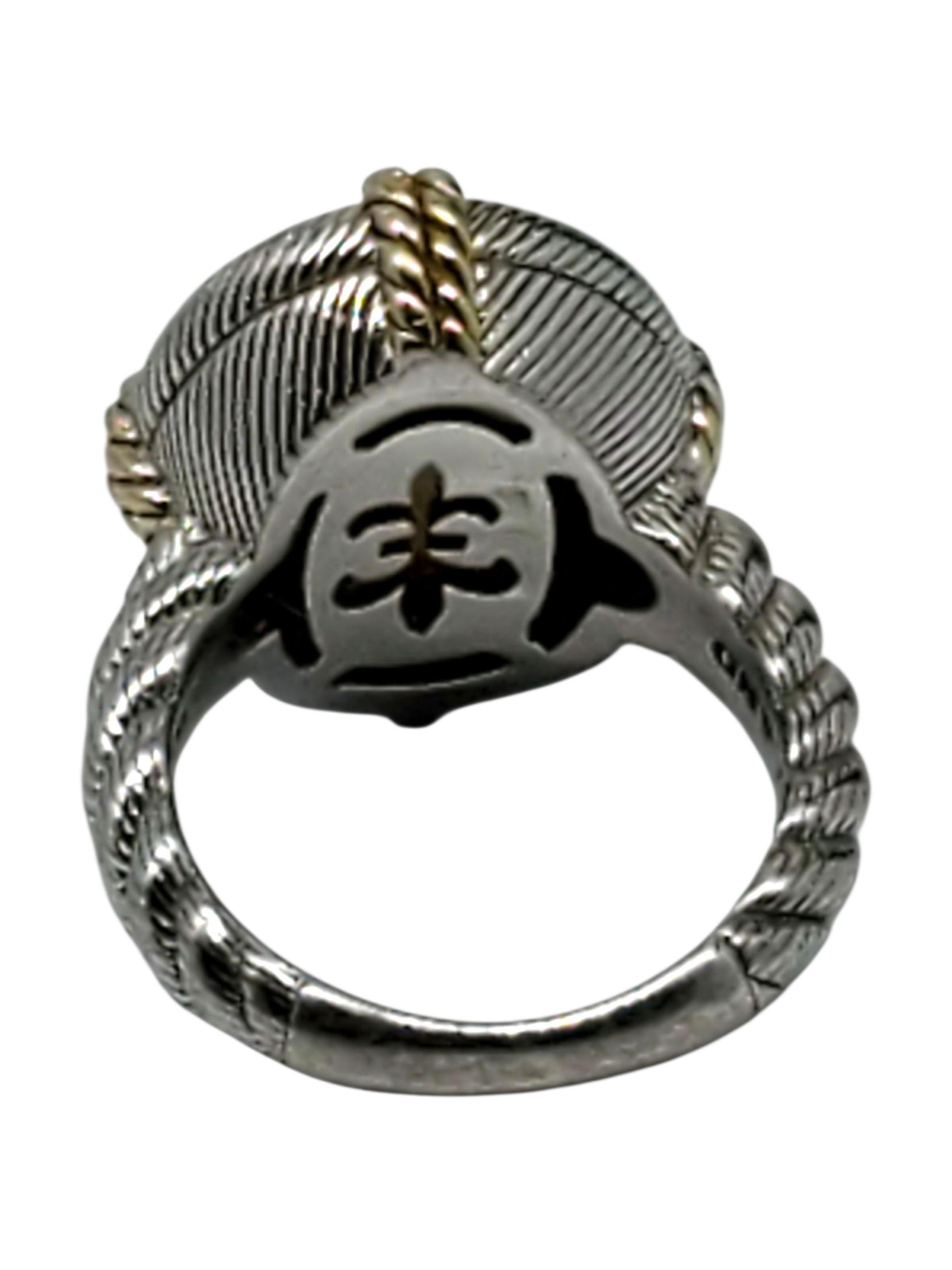 Contemporaneo Judith Ripka Anello di quarzo ovale in argento sterling con tonalità oro misura 6 #23458 in vendita