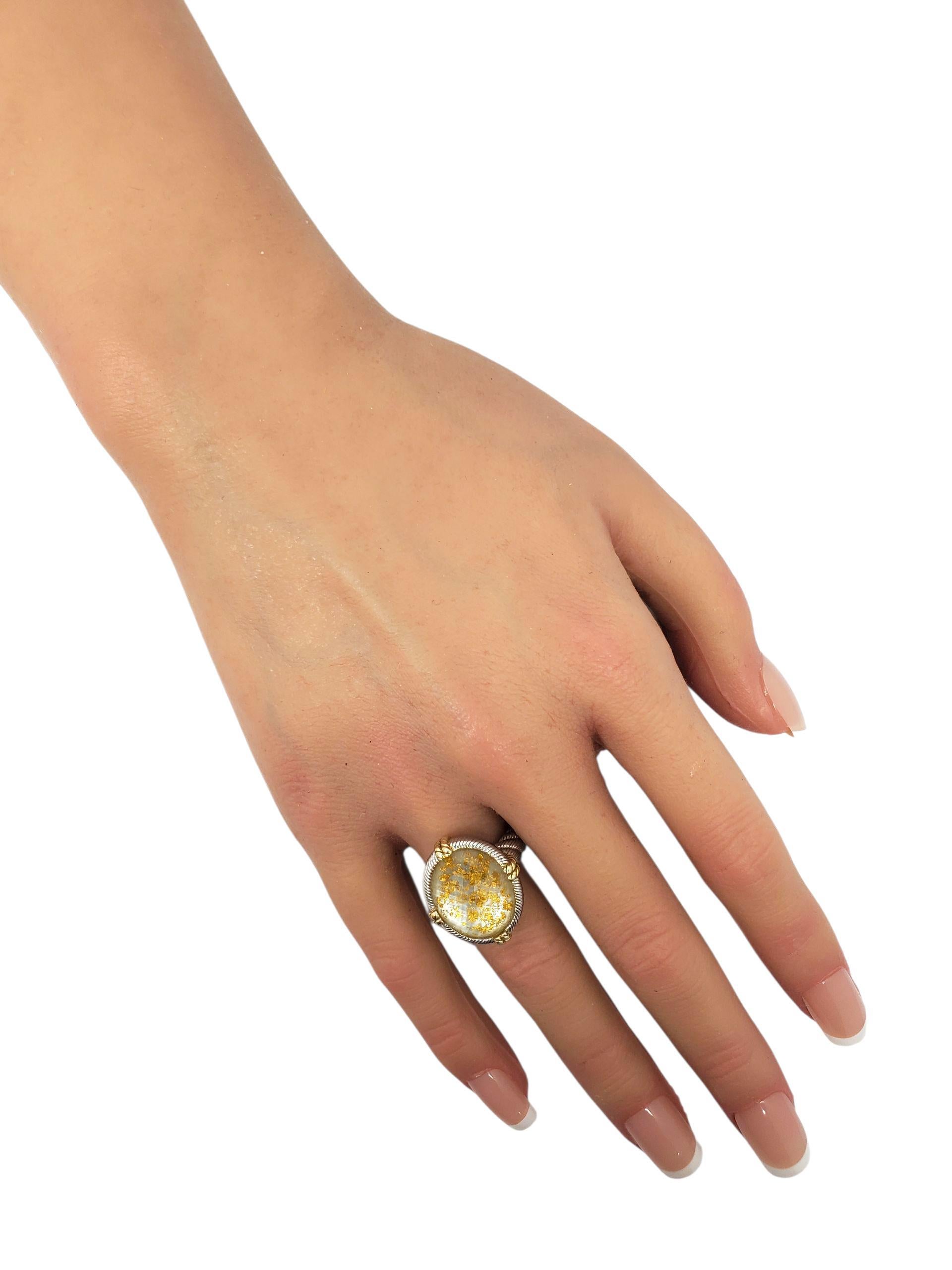 Judith Ripka Anello di quarzo ovale in argento sterling con tonalità oro misura 6 #23458 in vendita 2