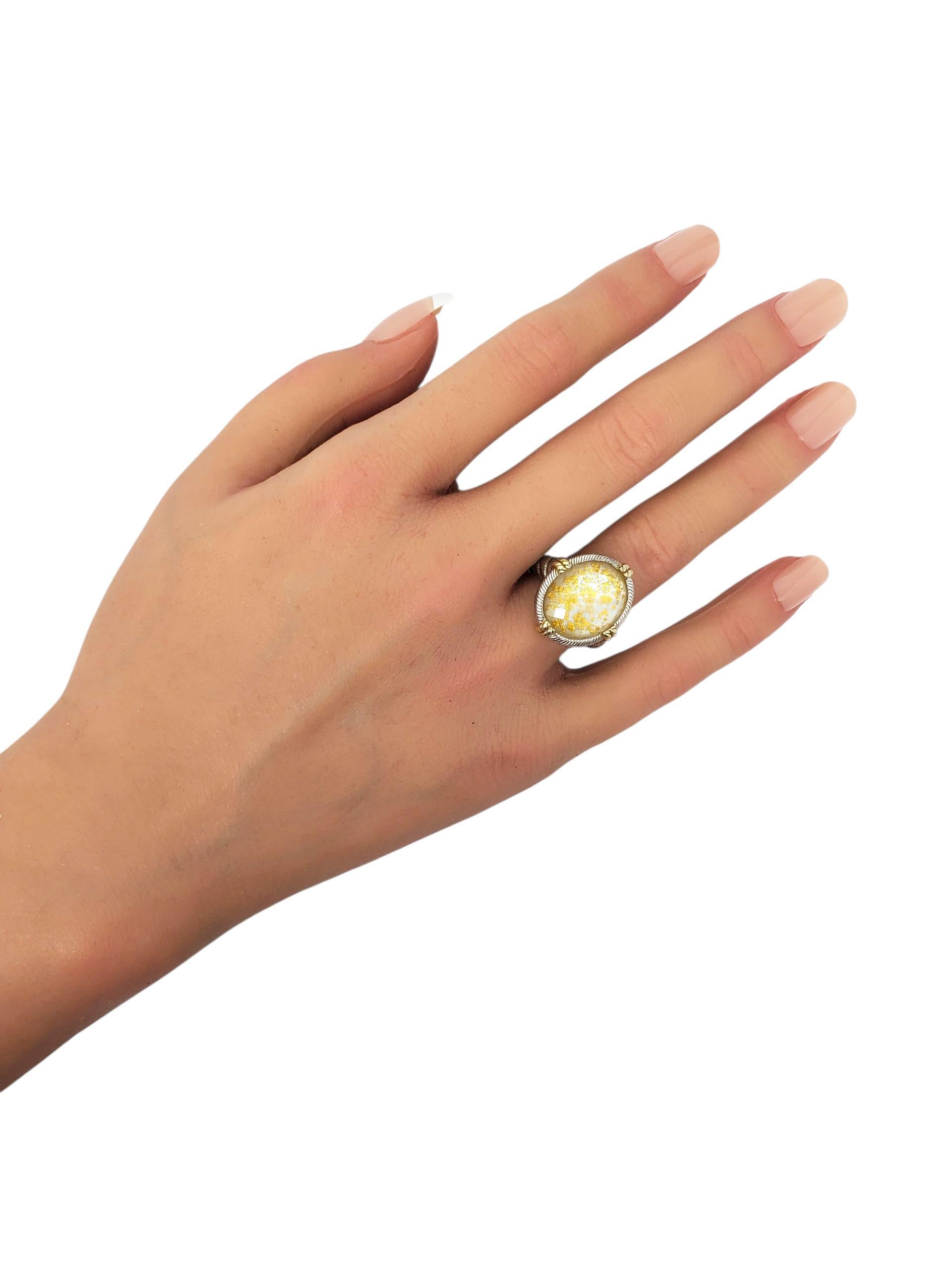 Judith Ripka Anello di quarzo ovale in argento sterling con tonalità oro misura 6 #23458 in vendita 3