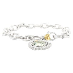 Judith Ripka Sterling Silver Green Amethyst Heart Bracelet