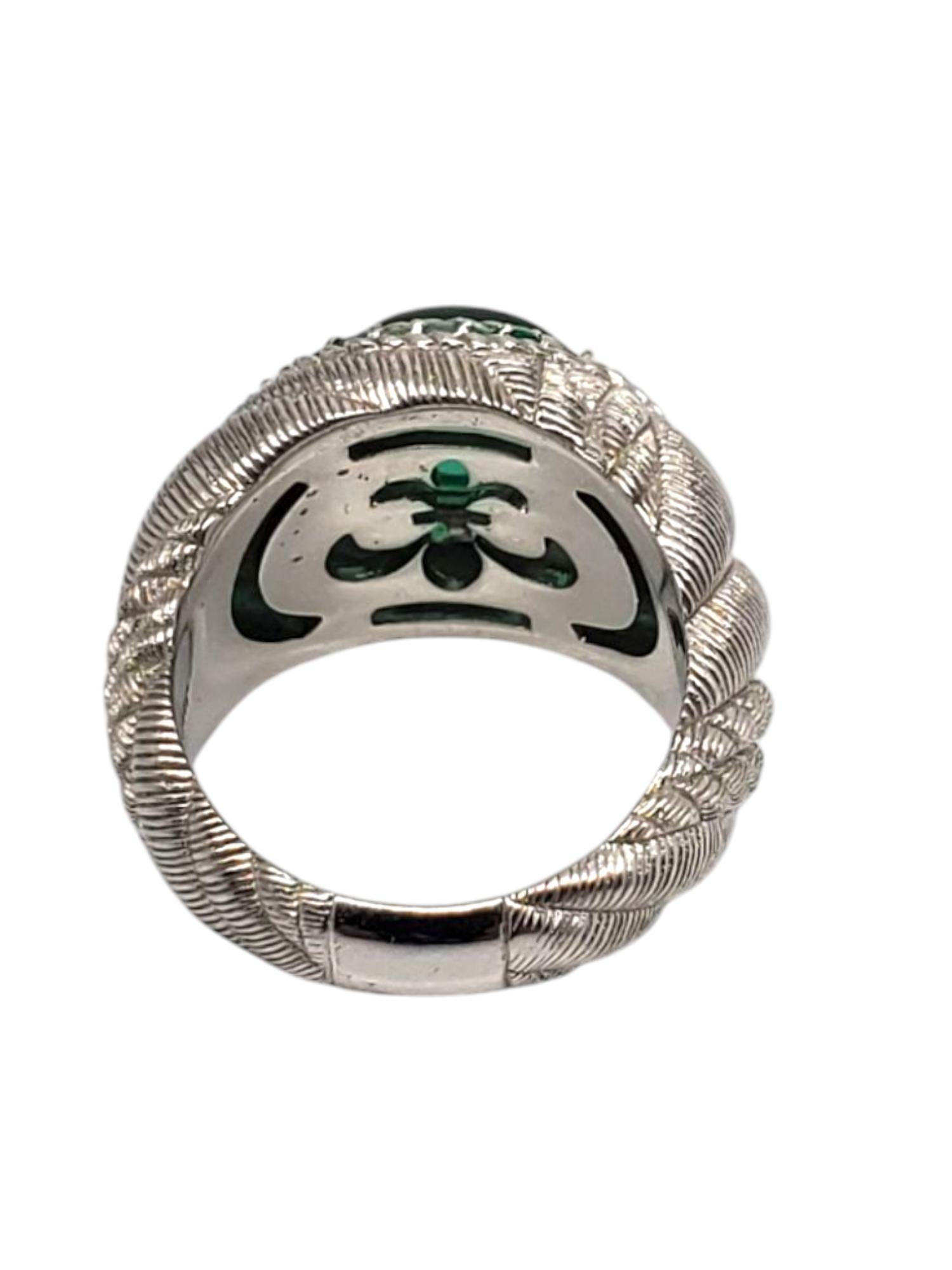 Round Cut Judith Ripka Sterling Silver Green Oval Cabochon Ring Size 7 #21001 For Sale